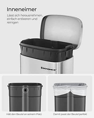 Pricenet Freihändiger 30-Liter-Mülleimer aus Stahl mit doppeltem Öffnungsmechanismus