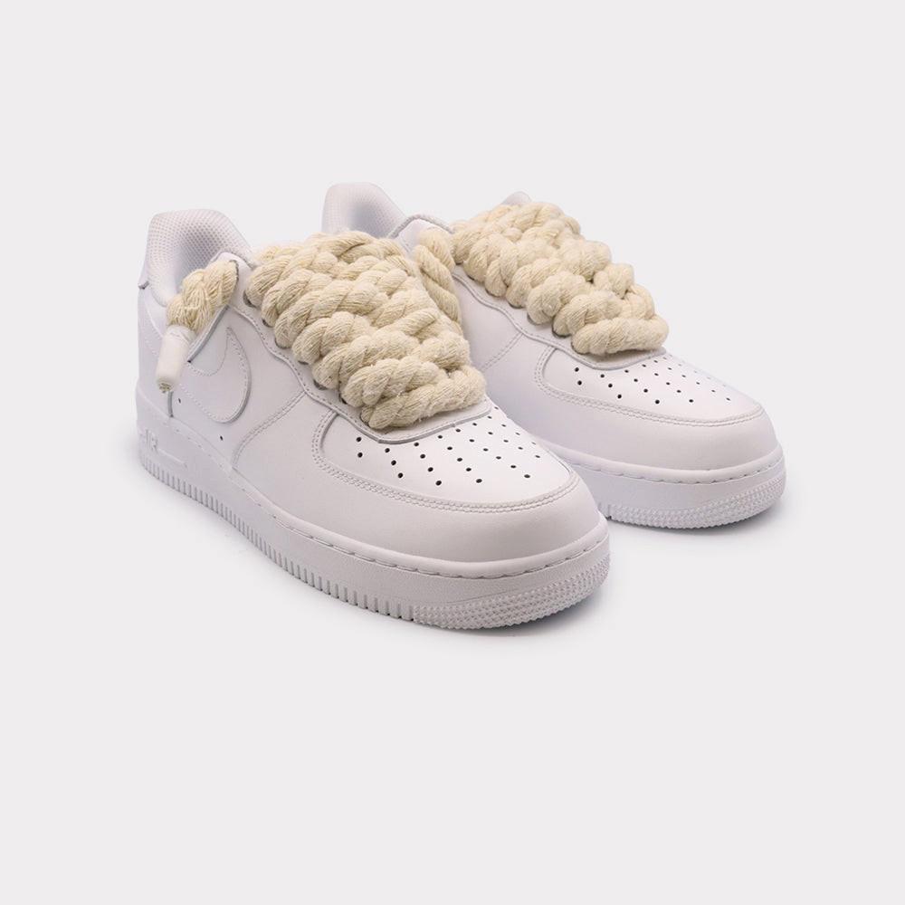 NIKE Air Force 1 White - Rope Lace Beige