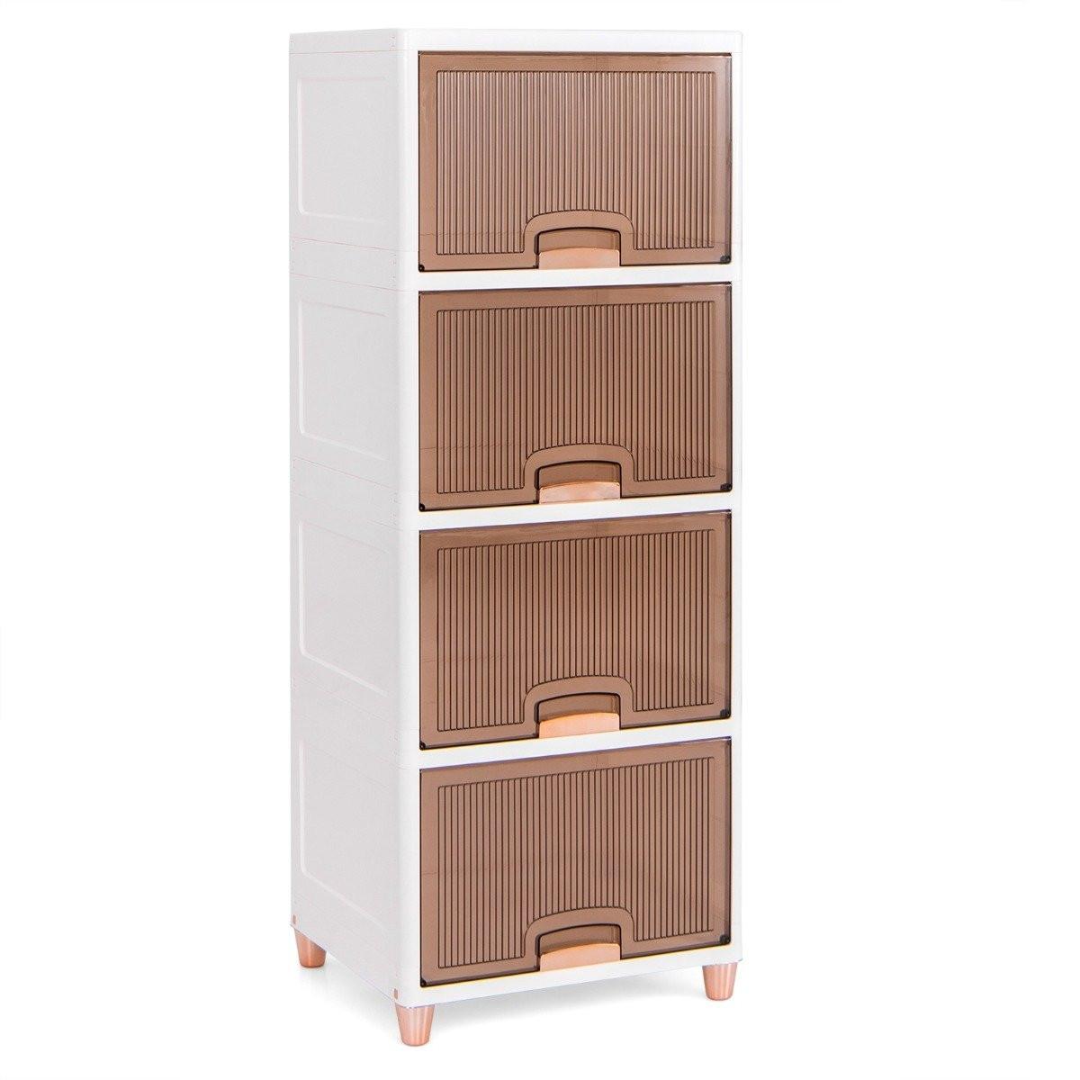 B2X 150 L Aufbewahrungsbox mit Magnetischen Türen 4er Set Stapelbare Kunststoffbox Weiß