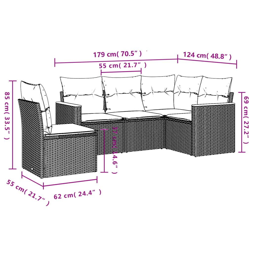 VidaXL Garten sofagarnitur poly-rattan