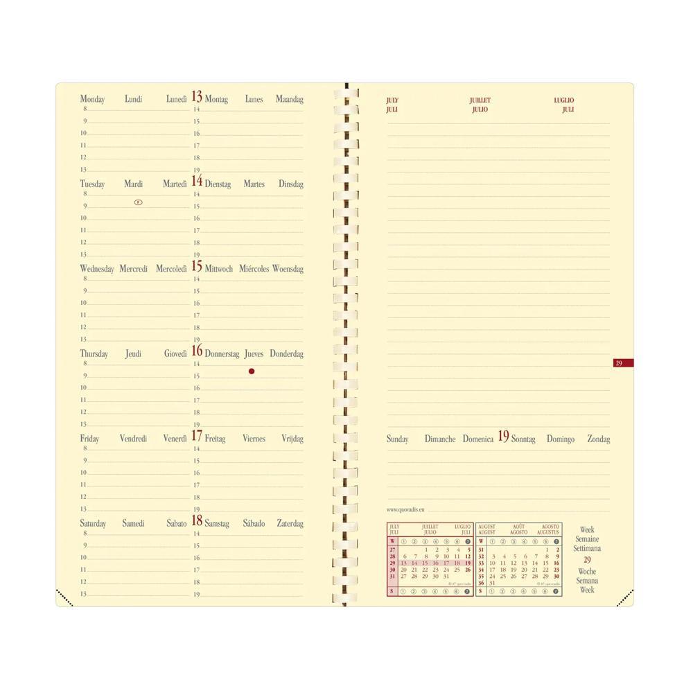 QUO-VADIS Quo Vadis - Terminkalender - Spiralbindung - 2025 - Italnote S - Die Woche Horizontal - Mehrsprachig - Impala - Schwarz - Dez/Dez - 8,8x17 cm
