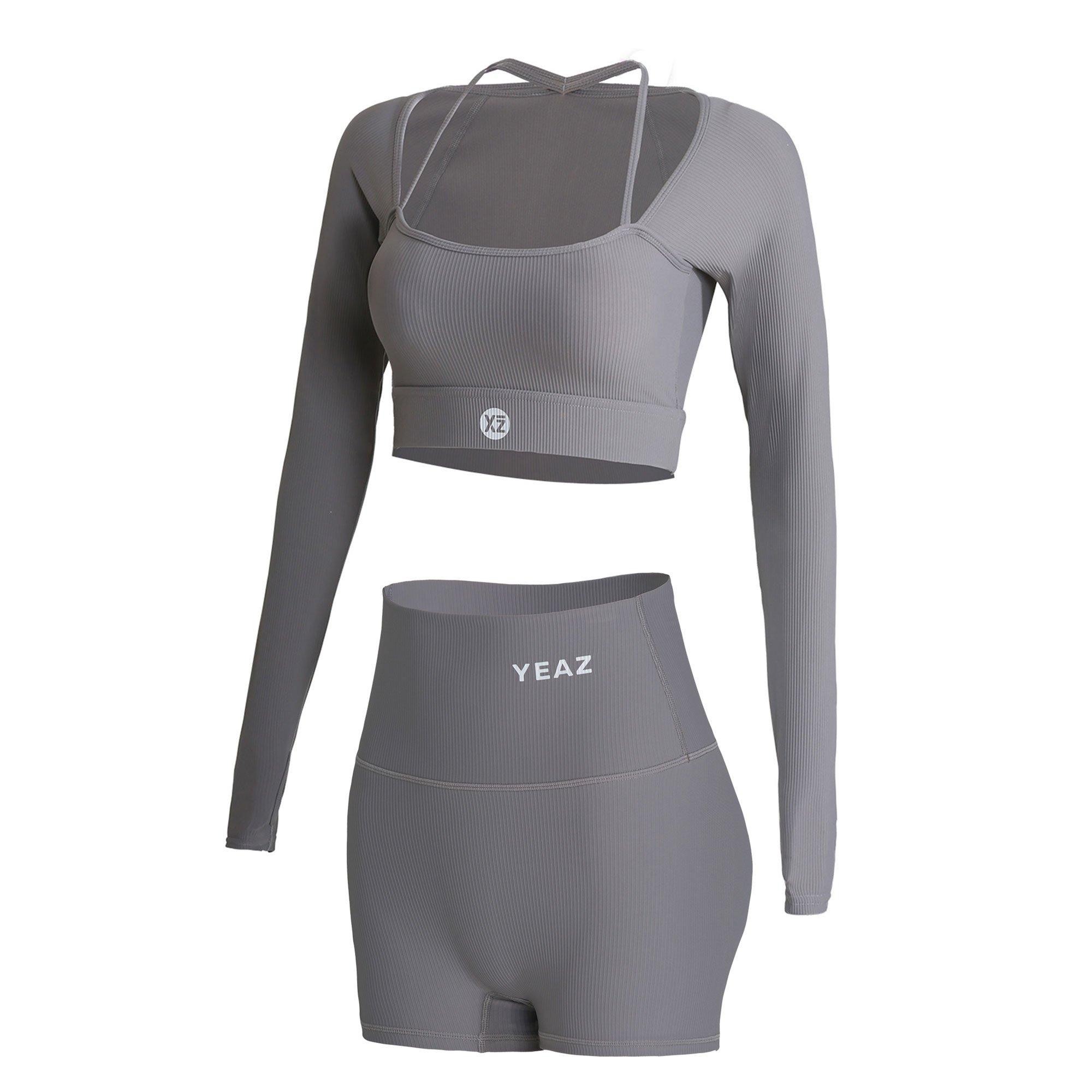 YEAZ CLUB LEVEL SET Long Top + Shorts - Shadow Grey