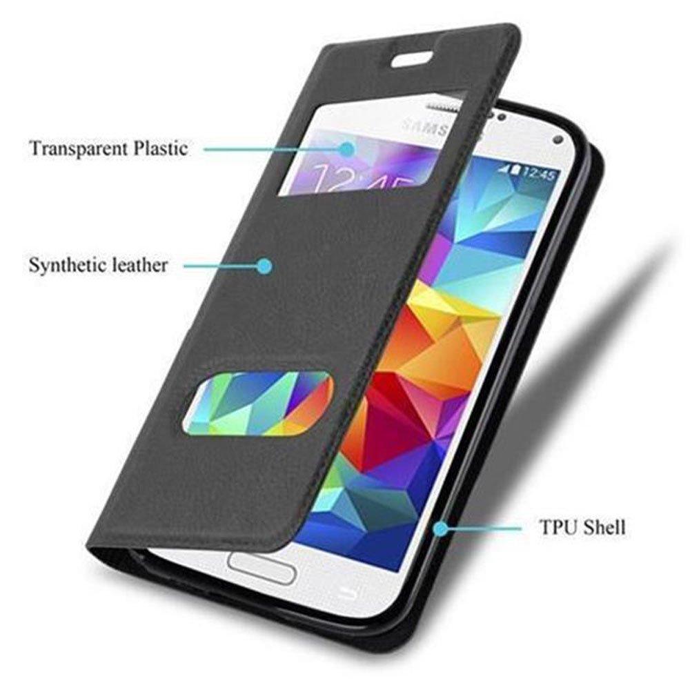 Cadorabo Hülle für Samsung Galaxy S5 MINI / S5 MINI DUOS Magnetverschluss, 2 Sichtfenstern
