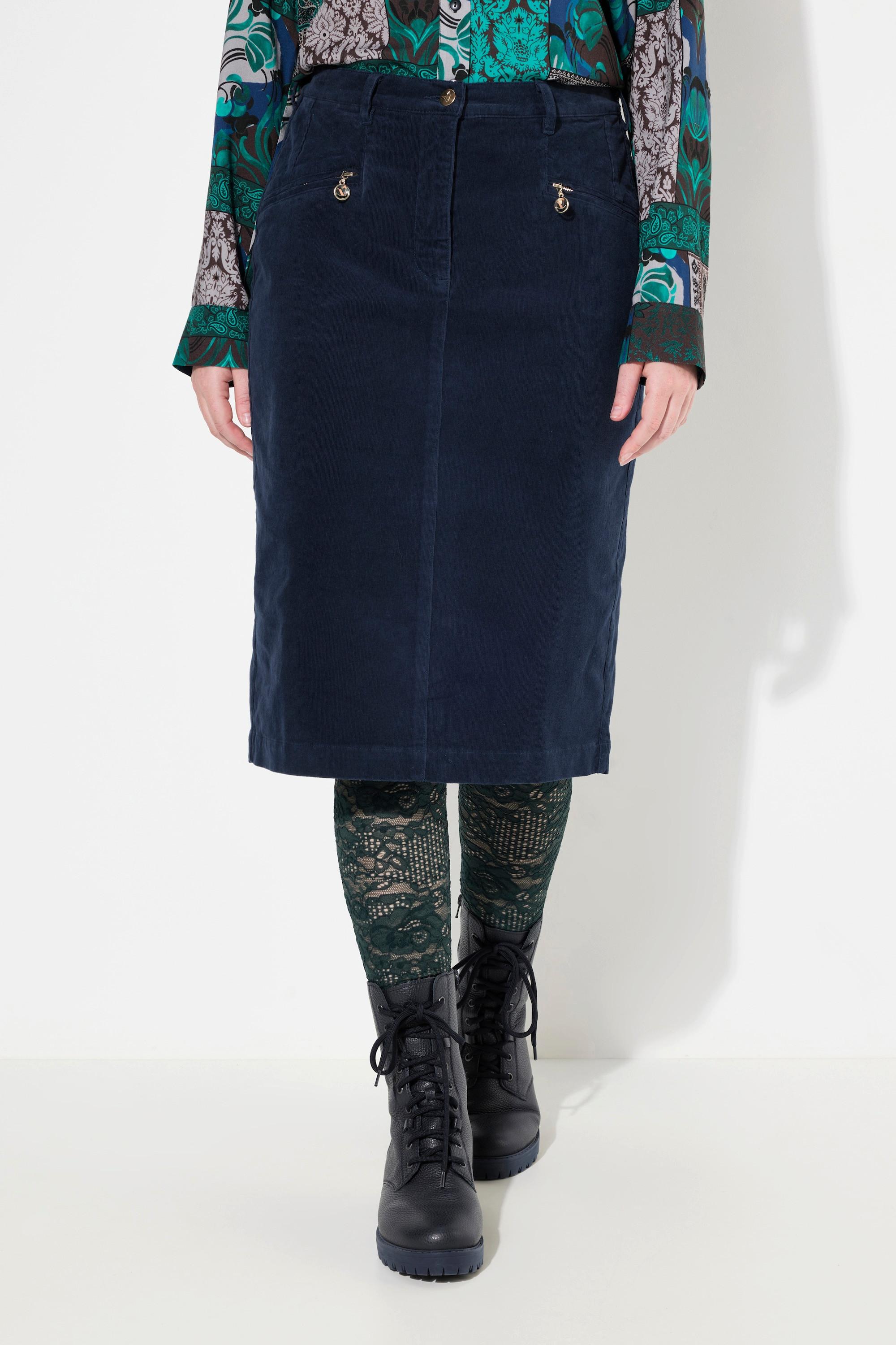 Ulla Popken Cord-Rock Mony, Reißverschlusstaschen, Komfortbund