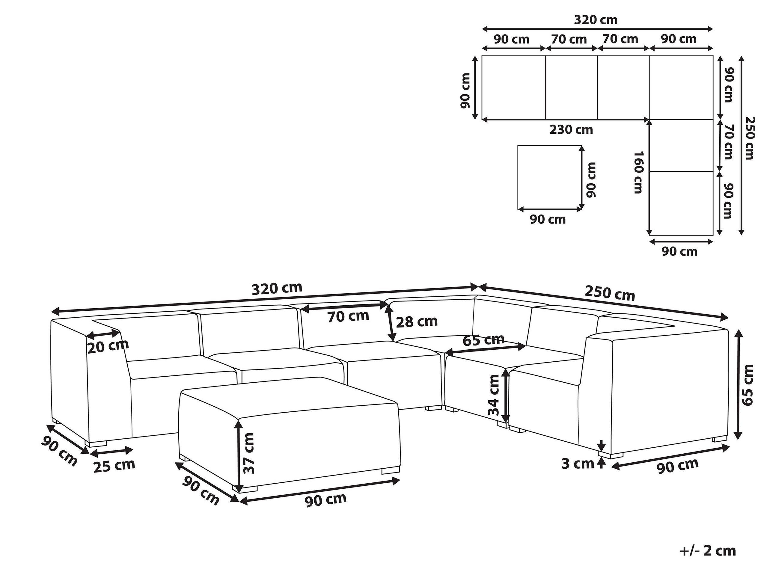Beliani Ecksofa mit Ottomane aus Polyester Modern AREZZO