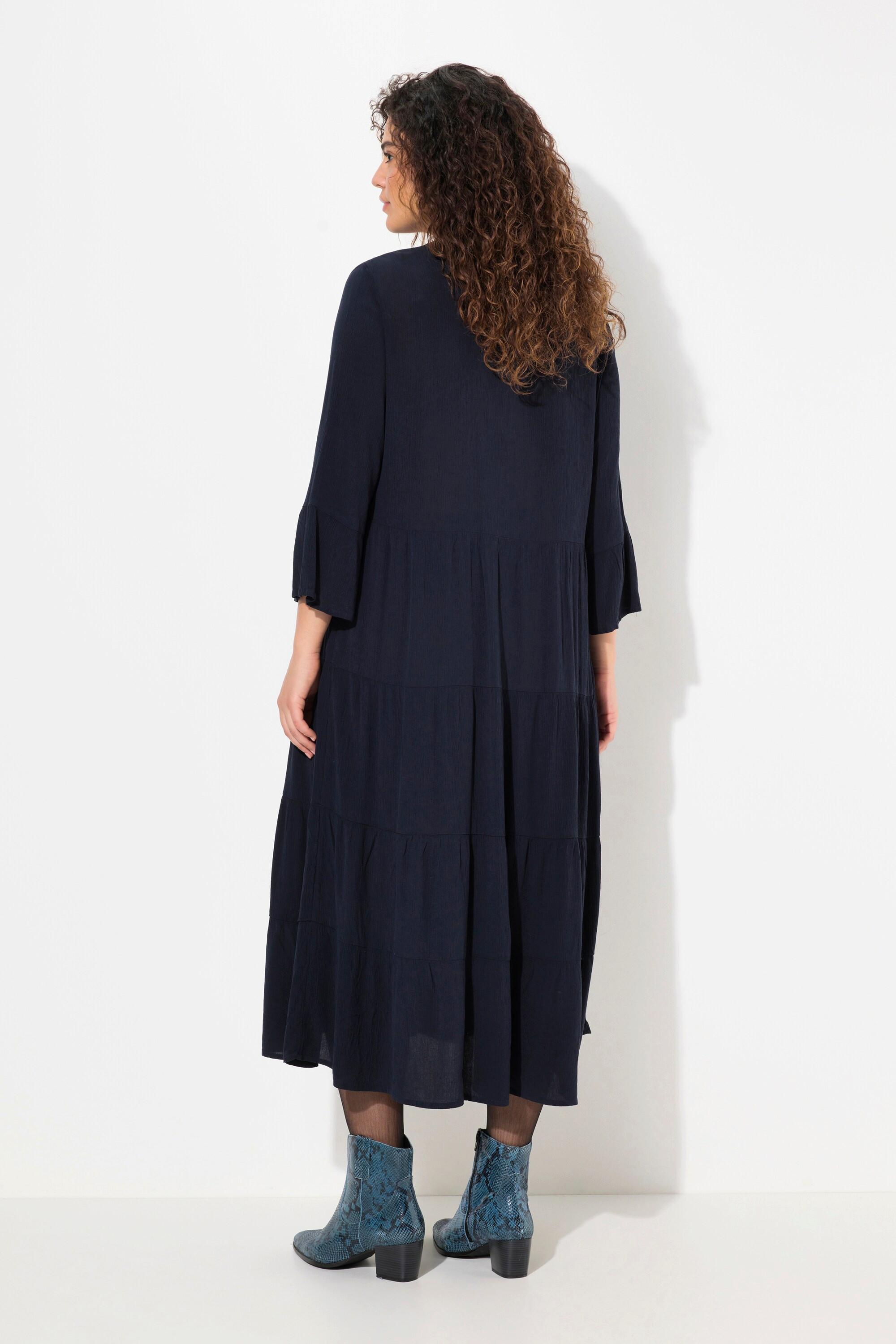 Ulla Popken A-Linie Tunika-Ausschnitt 3/4 Volantarm Kleid