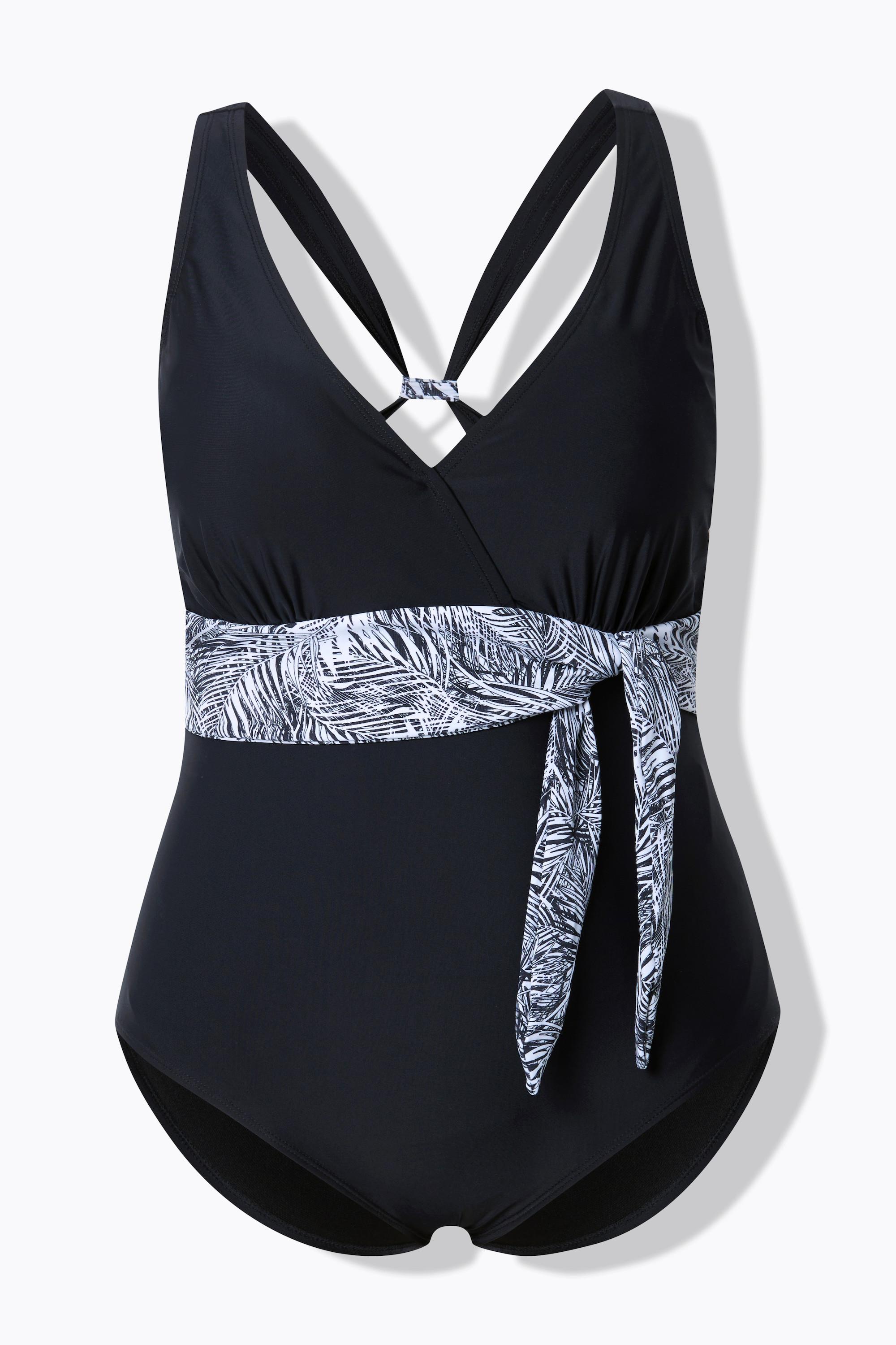 Ulla Popken Badeanzug, Neckholder-Optik, Softcups, Zierschleife