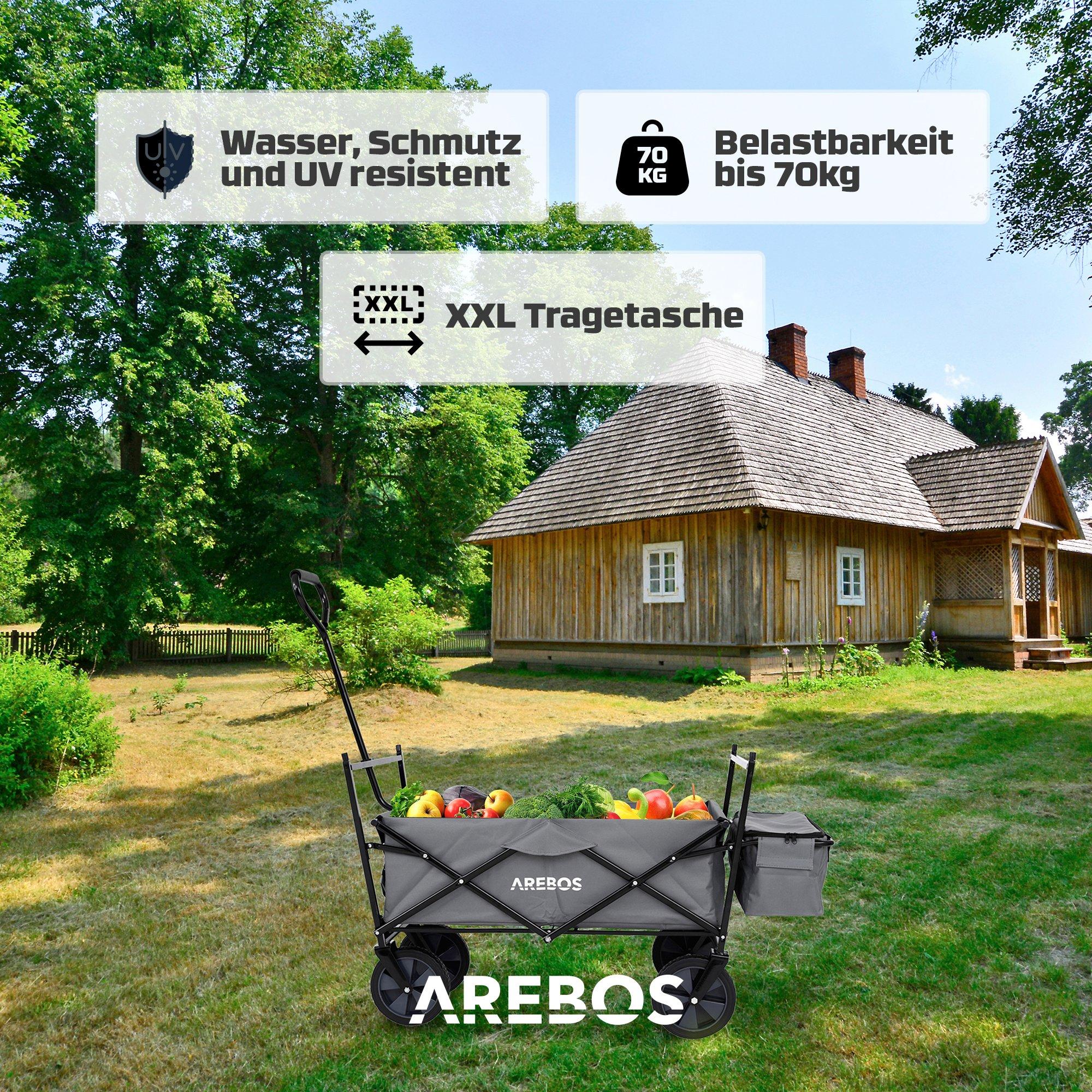 Arebos Bollerwagen mit Dach | Handwagen Transportkarre | Gerätewagen