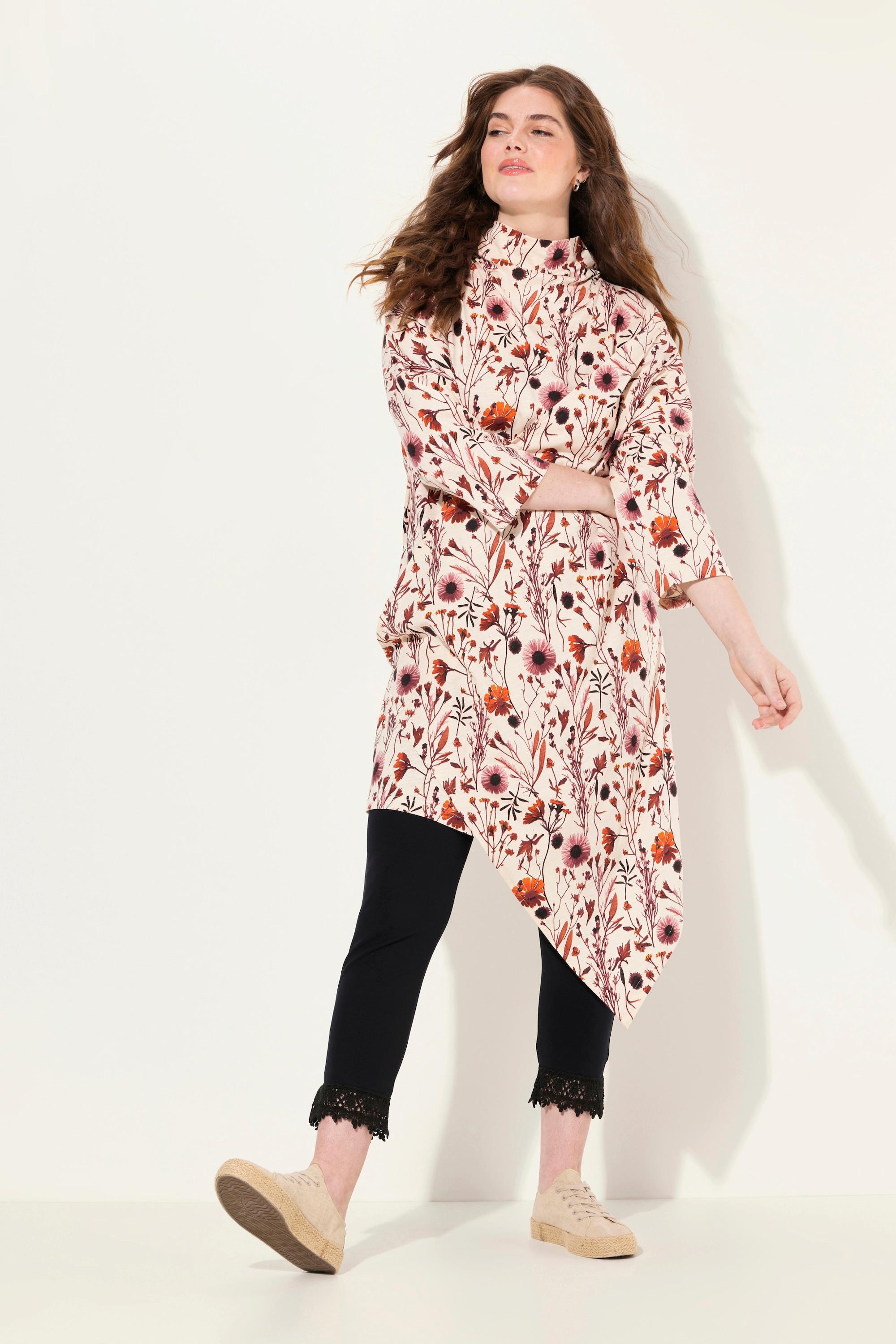 Ulla Popken Longshirt Wickeloptik Schalkragen 3/4-Arm