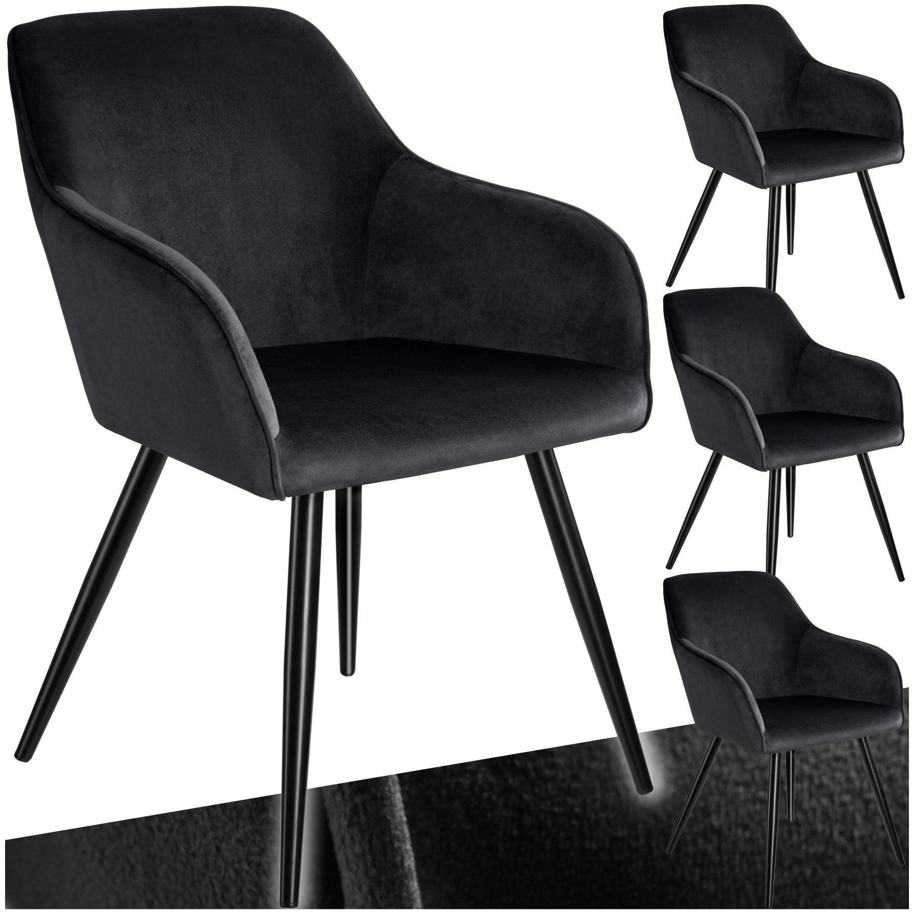 Tectake Stuhl Marilyn Samtoptik-schwarze Stuhlbeine