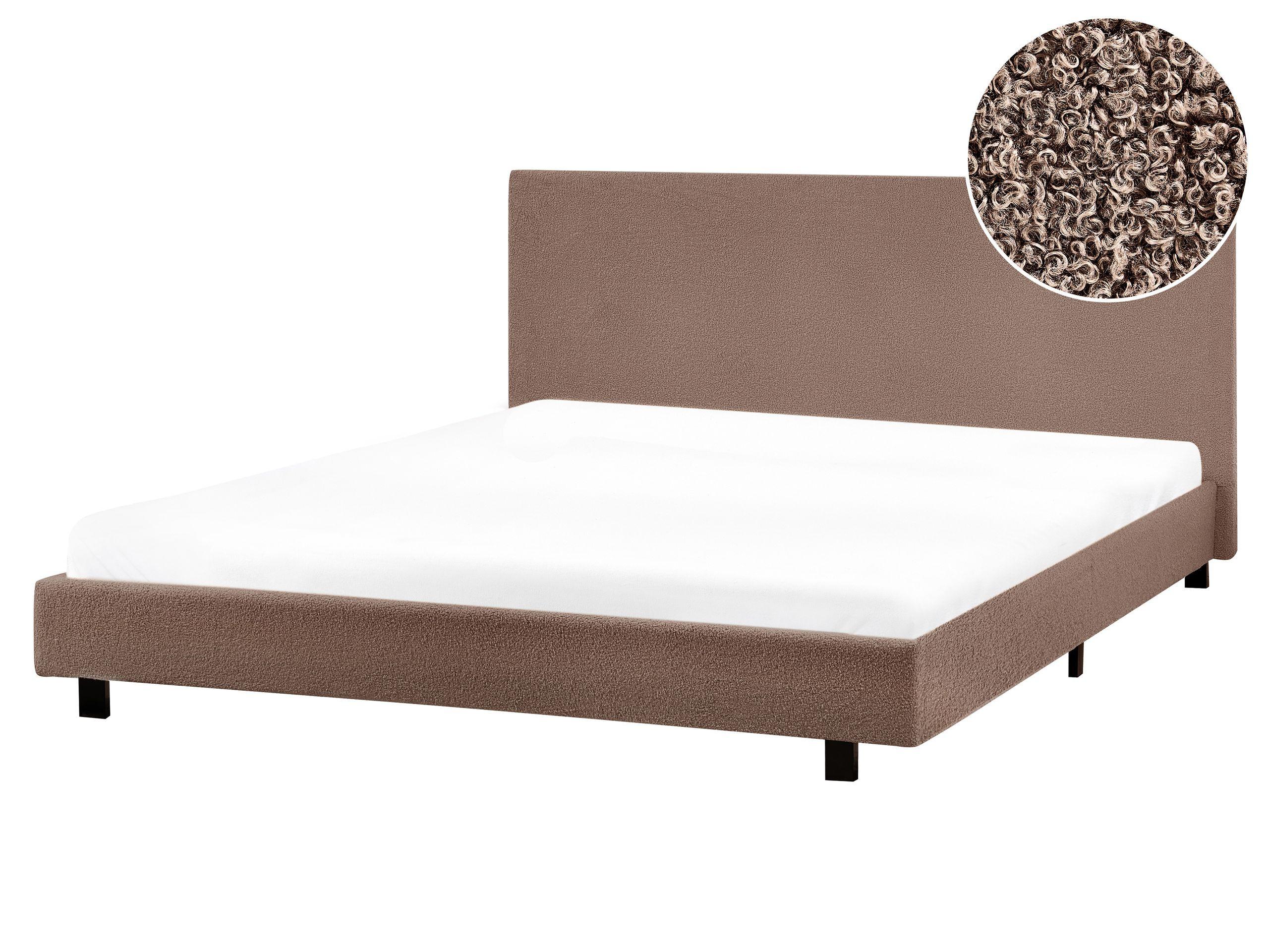 Beliani Bett mit Lattenrost aus Bouclé Landhausstil ALBI