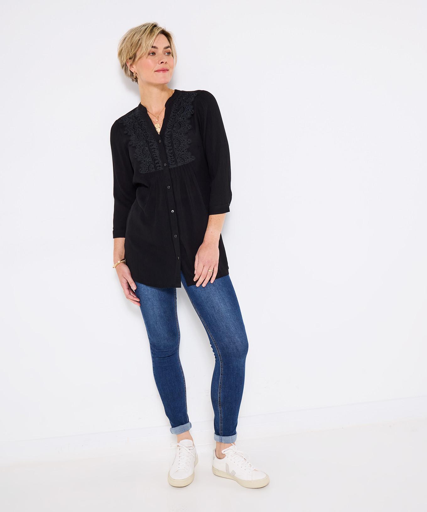 Joe Browns Lange gekräuselte Spitzenbluse