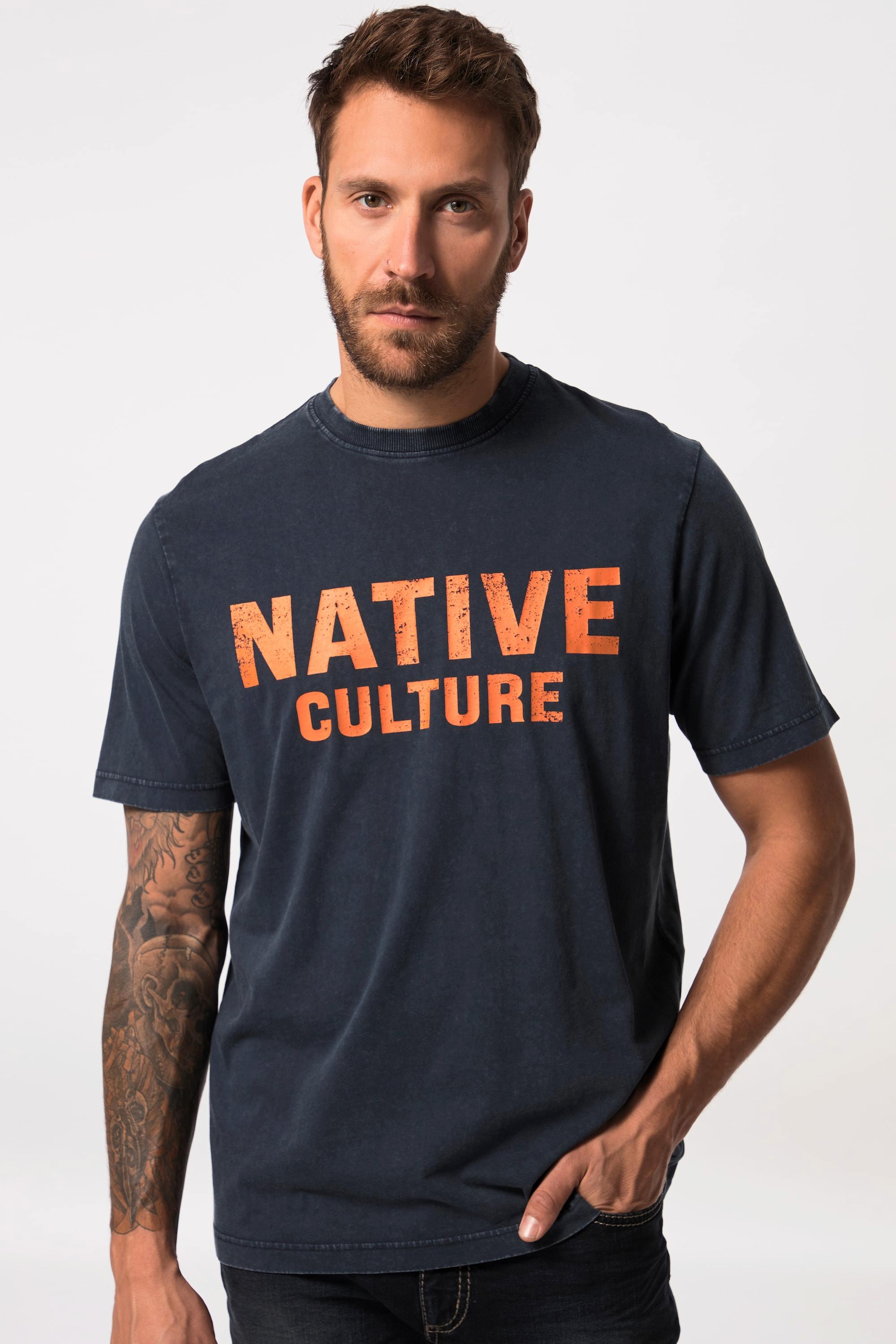 JP1880 Kurzarm Vintage Look Rundhals T-Shirt mit Brust-Print