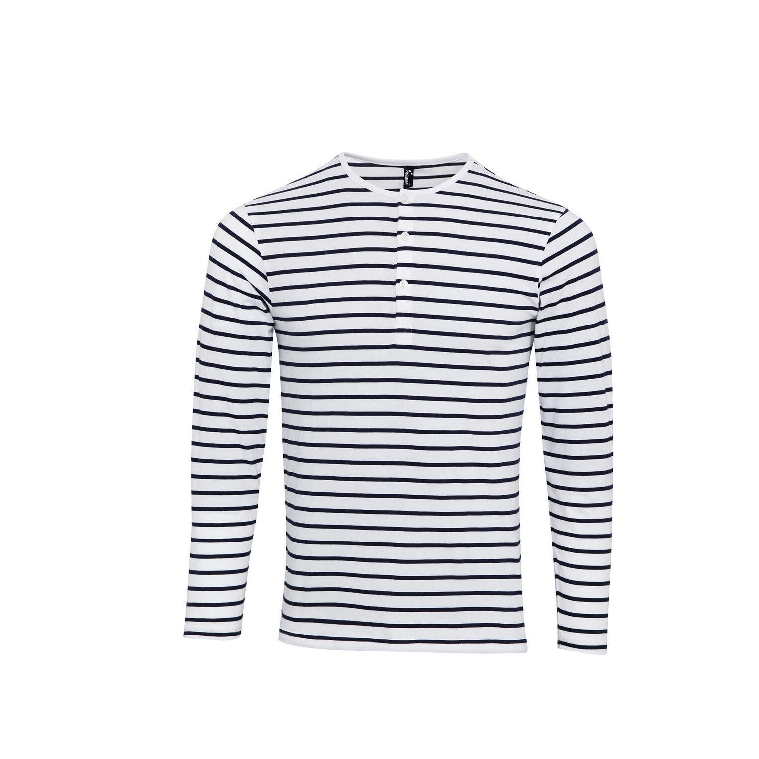 PREMIER Preier Long John Gestreiftes Henley T-Shirt