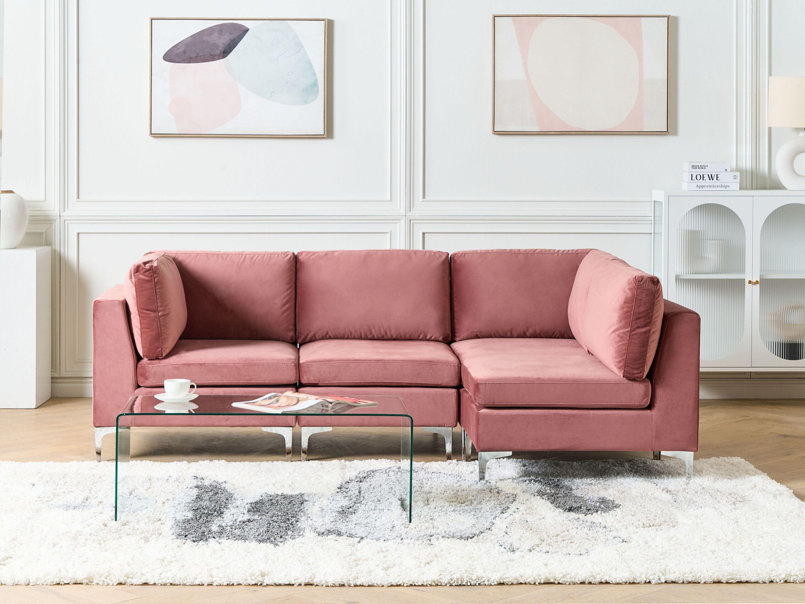 Beliani Ecksofa aus Samtstoff Modern EVJA