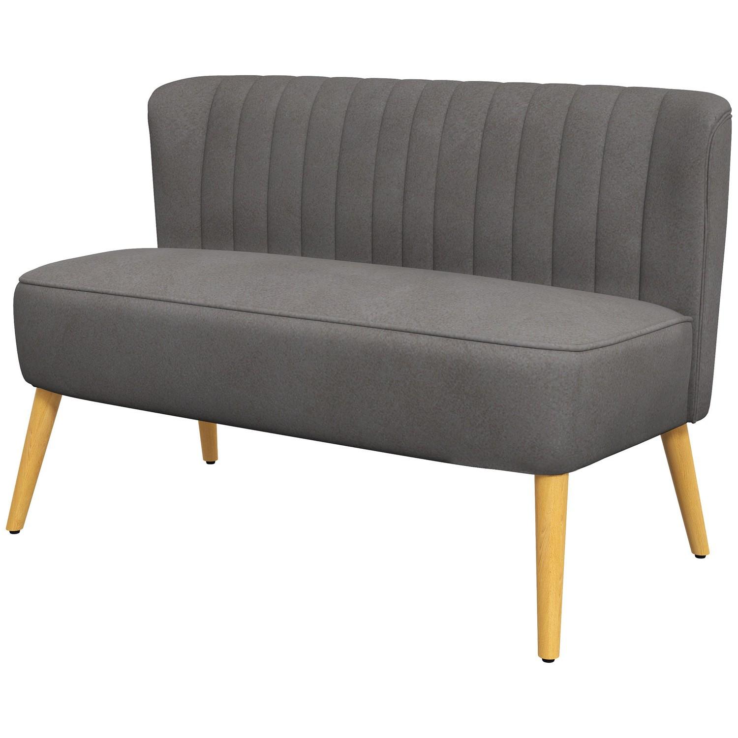 Northio 2-Sitzer Sofa Zweisitzer Loveseat mit Leinenoptik, Doppelsofa, Holzbeine, bis 150 kg, Dunkelgrau, 117 x 56,5 x 77 cm