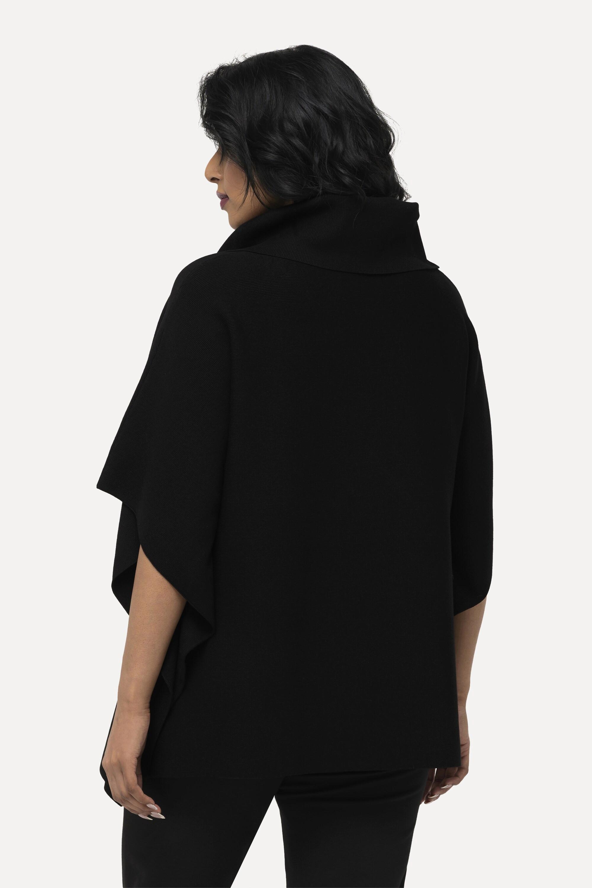 Ulla Popken Poncho-Pullover, Oversized, Rollkragen, ärmellos