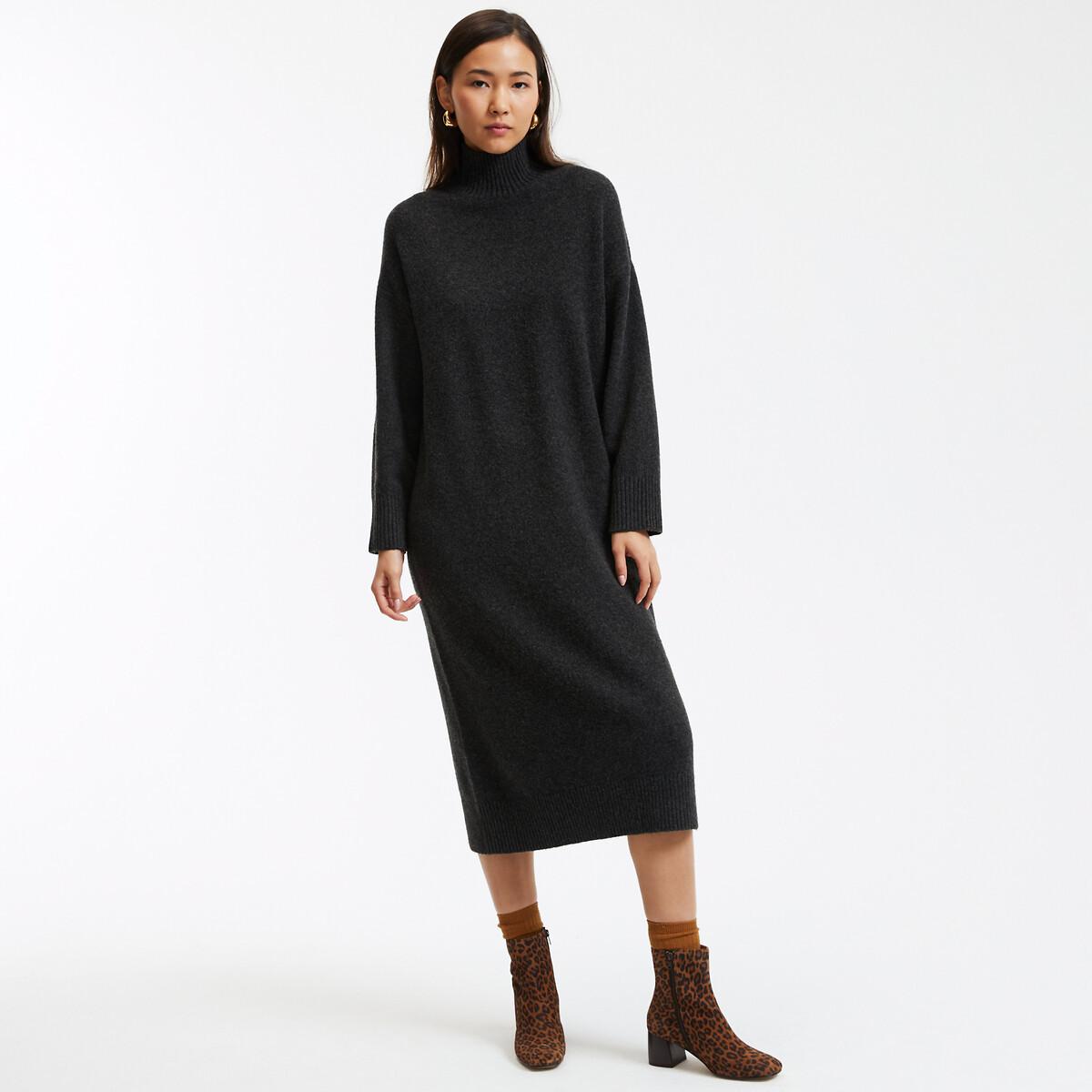 La Redoute Collections Langärmeliges Strickkleid mit geradem Schnitt