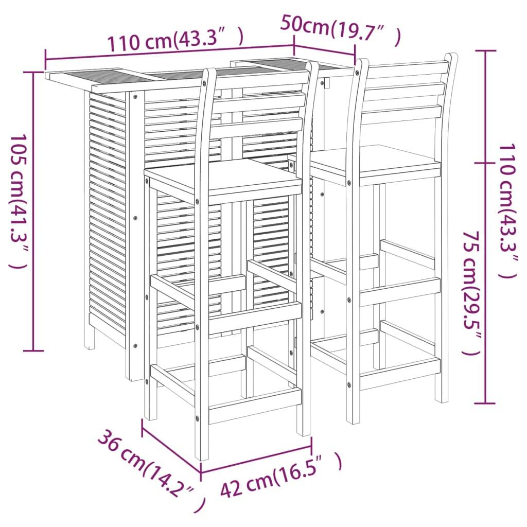 VidaXL Gartenbar-set akazienholz