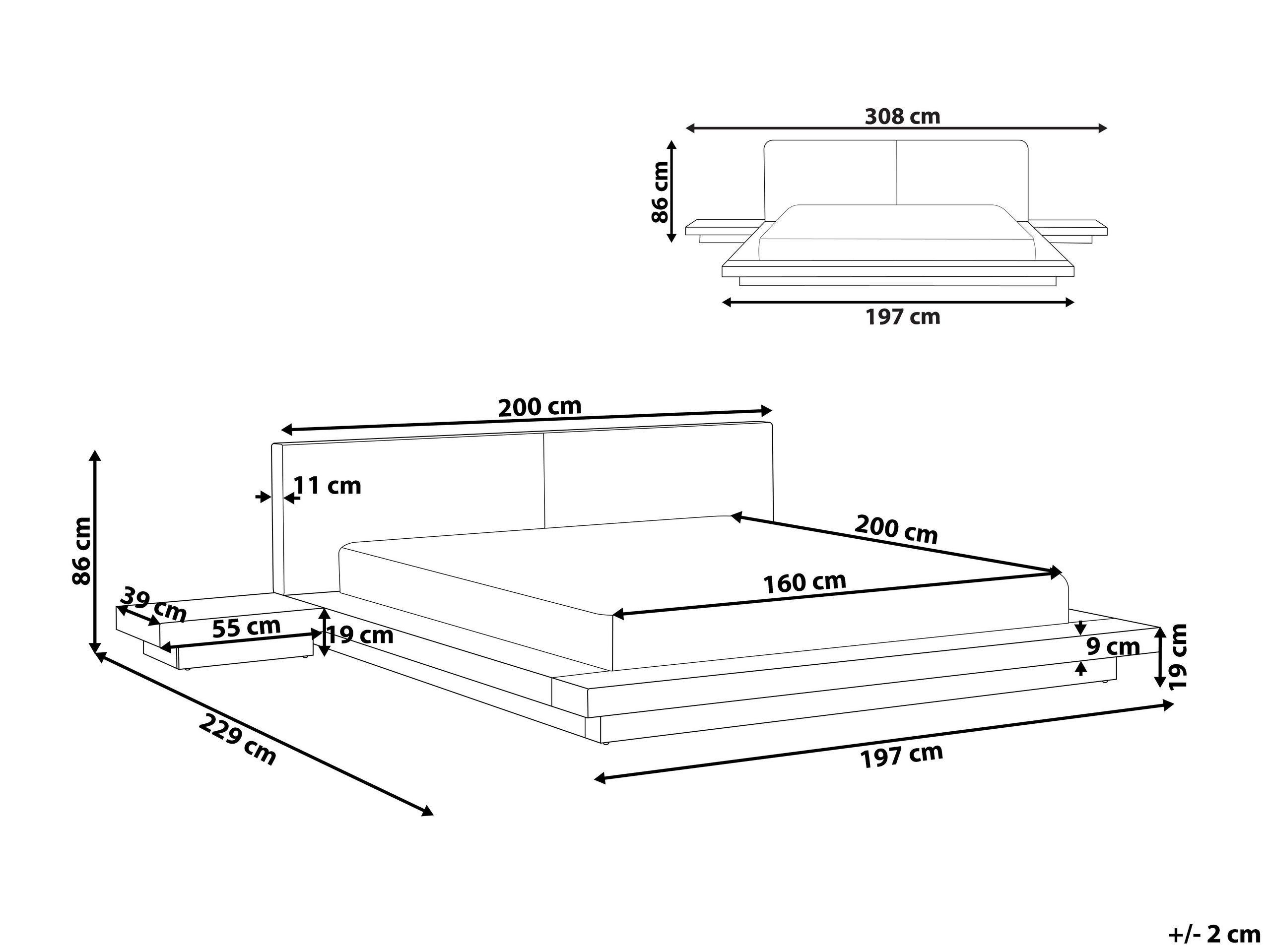 Beliani Bett mit LED aus MDF-Platte Skandinavisch ZEN