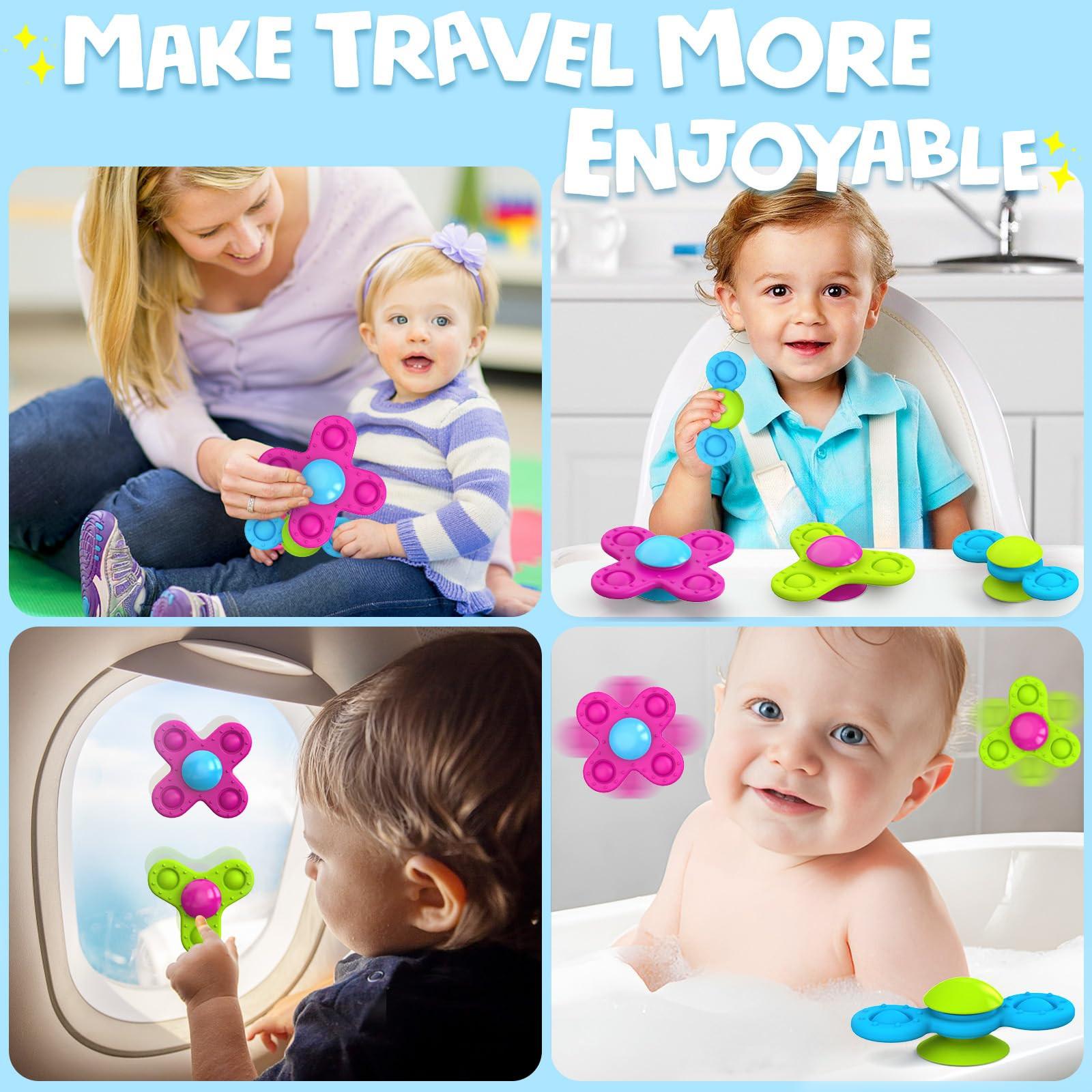 Activity-board Saugnapf Spielzeug Kinder, 3 Stück Baby Spielzeug Fidget Spinner Baby Silikon