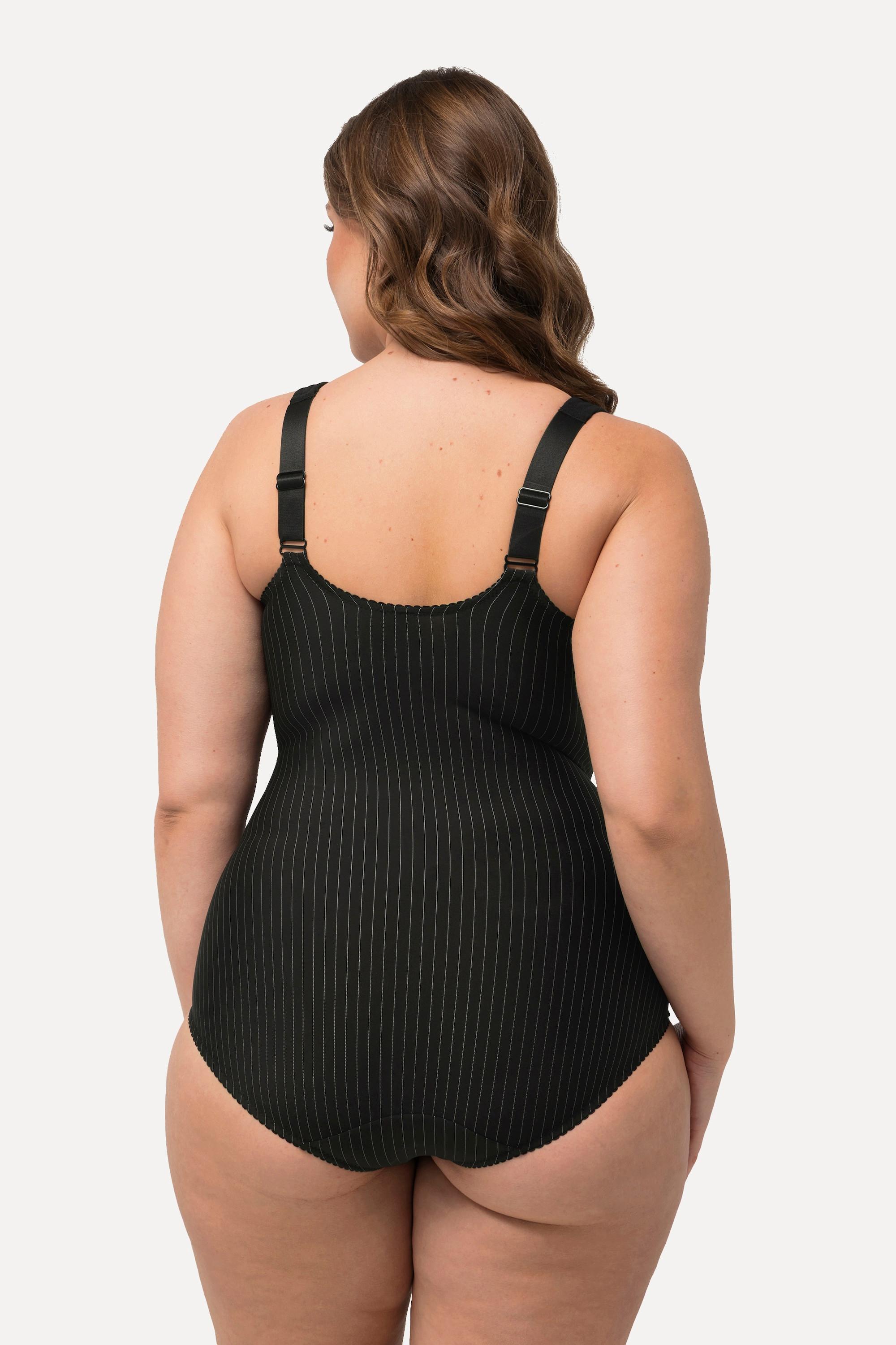 Ulla Popken Shaping-Body, Nadelstreifen, ohne BH tragbar