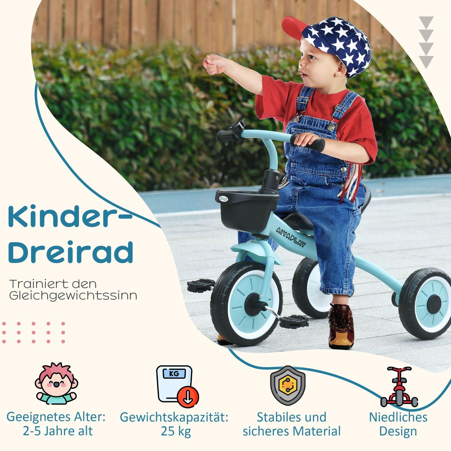 Northio Dreirad Kinderfahrrad Mit Verstellbarem Sitz, Laufrad Mit Korb & Klingel, Pedalen, Für 2-5 Jahre