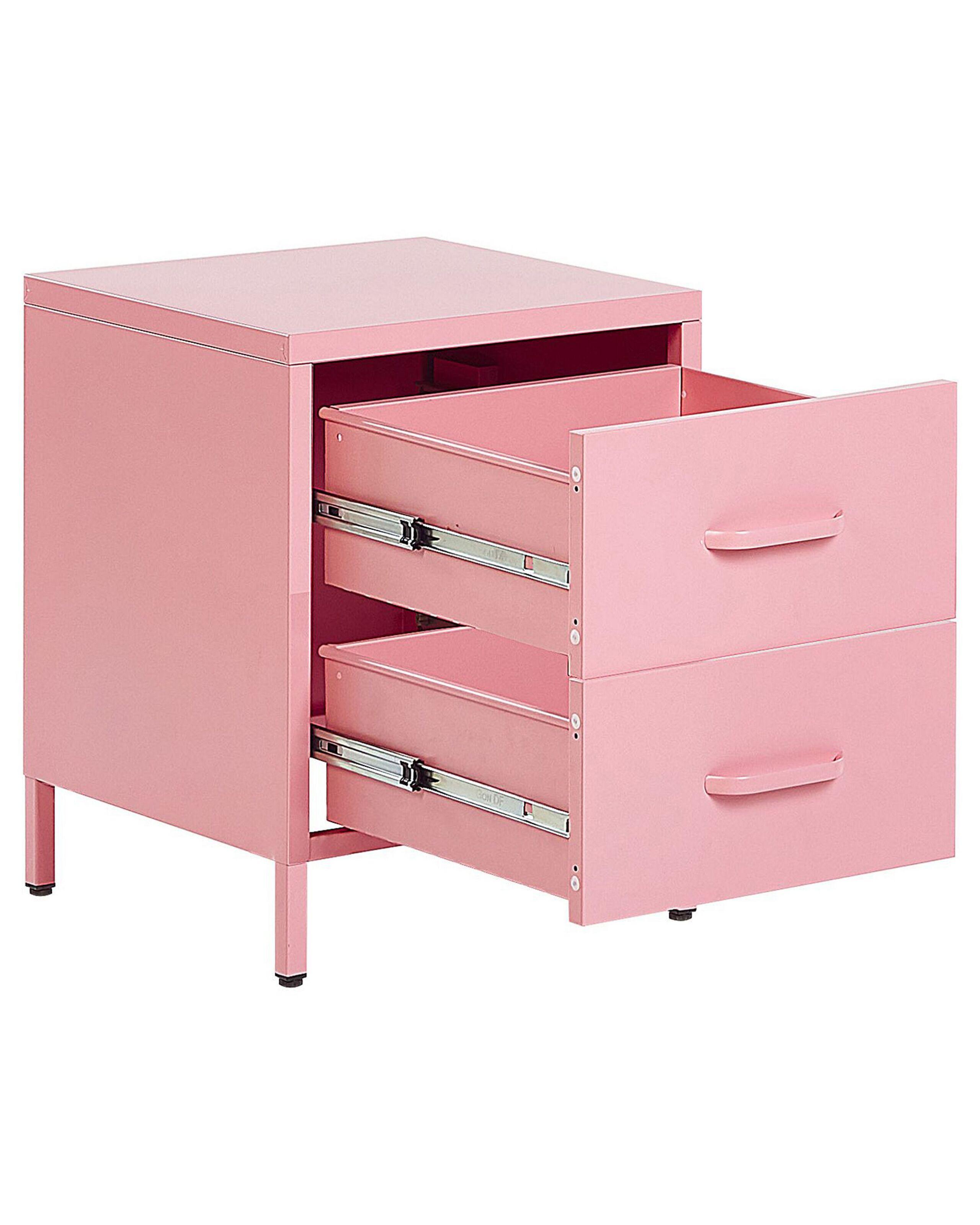 Beliani Nachttisch mit 2 Schubladen aus Stahl Modern MALAVI