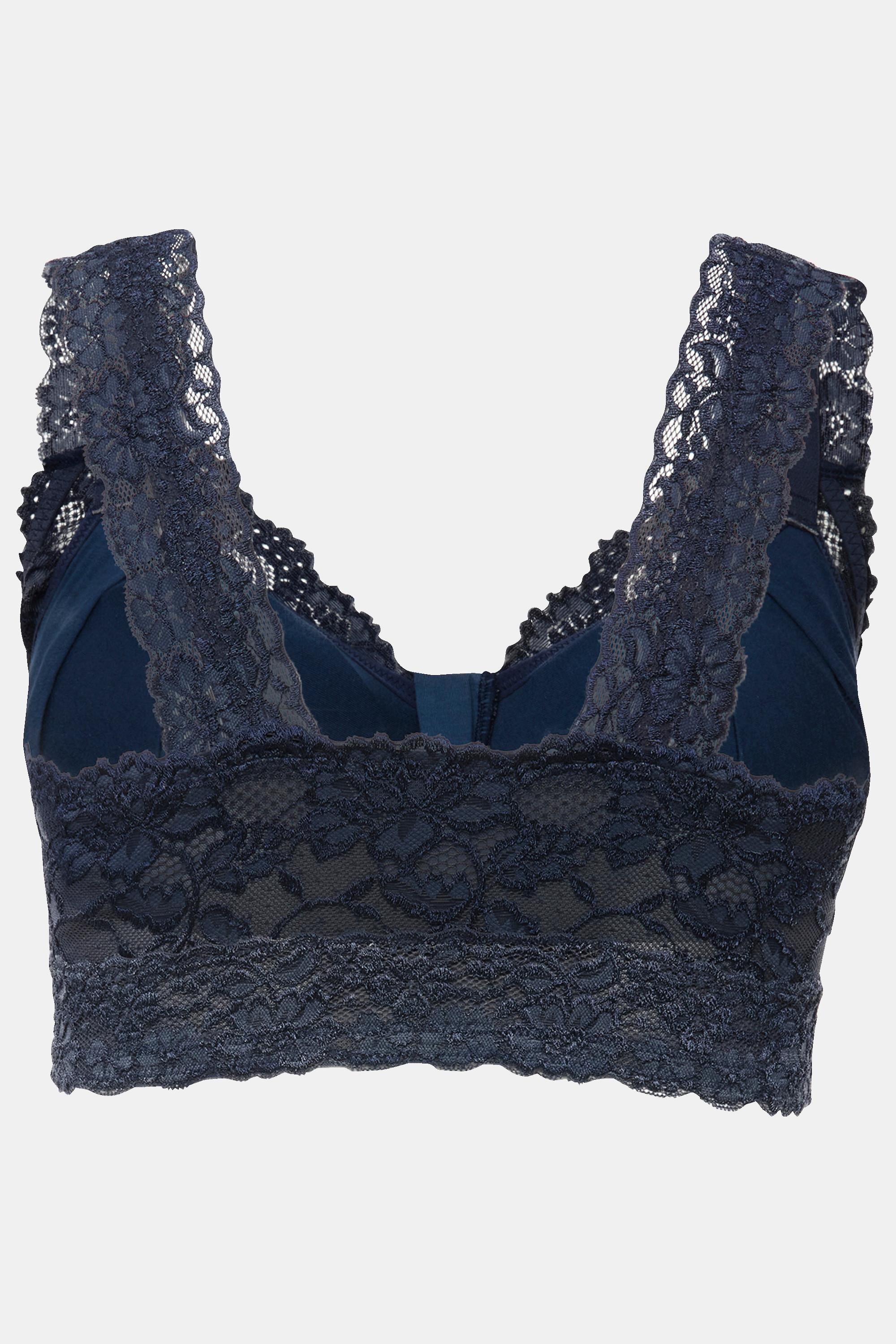Ulla Popken Bralette, Spitze, Reißverschluss, ohne Bügel