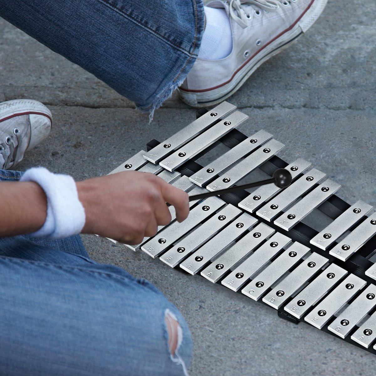 Northix Handpercussion Glockenspiel Xylophon mit Schlägel Tragetasche 30 Noten