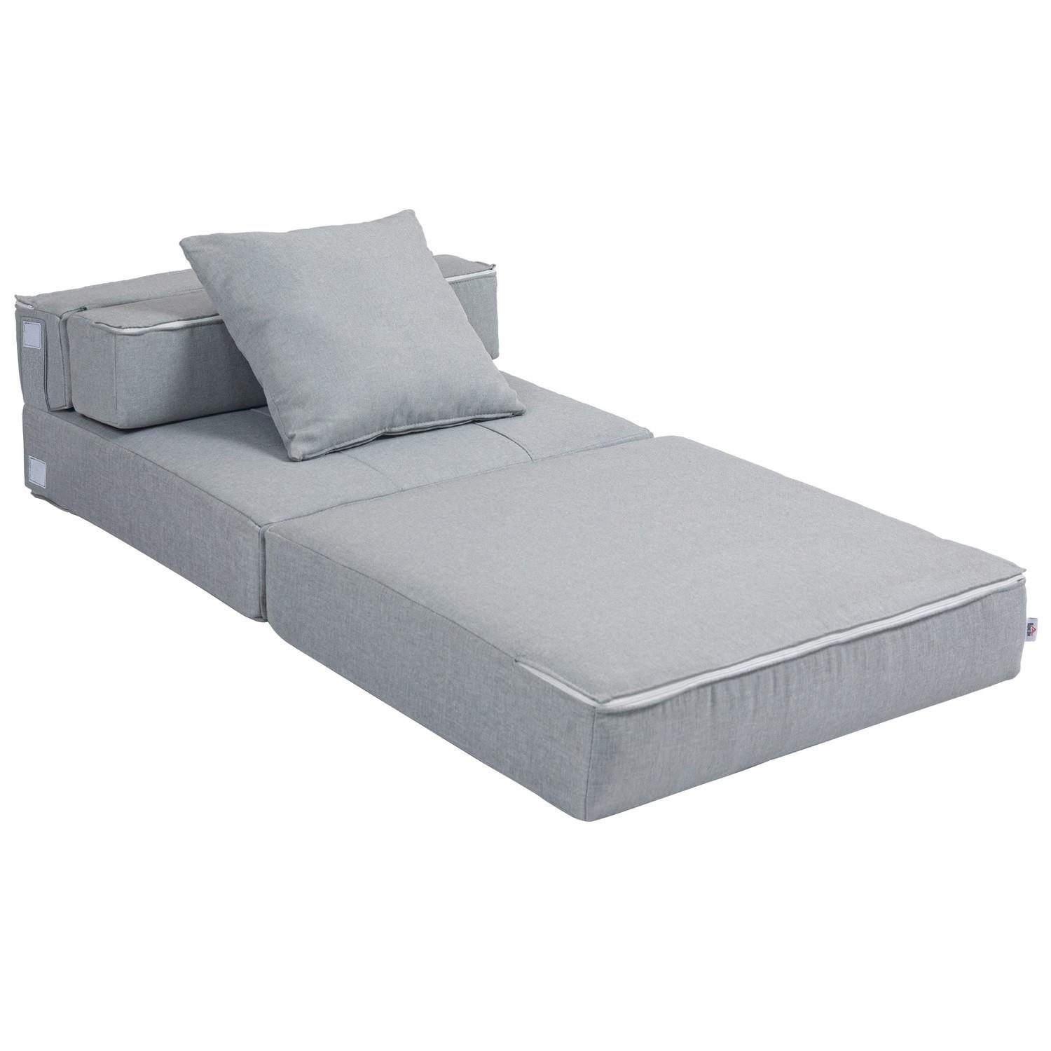Northio Schlafsessel Klappbar, Schlafsofa, 2-In-1 Klappsessel Mit Bettfunktion, Relaxsessel Mit Kissen, Gästebett Für Wohnzimmer, Schlafzimmer, Bis 100 Kg Belastbar, Hellgrau