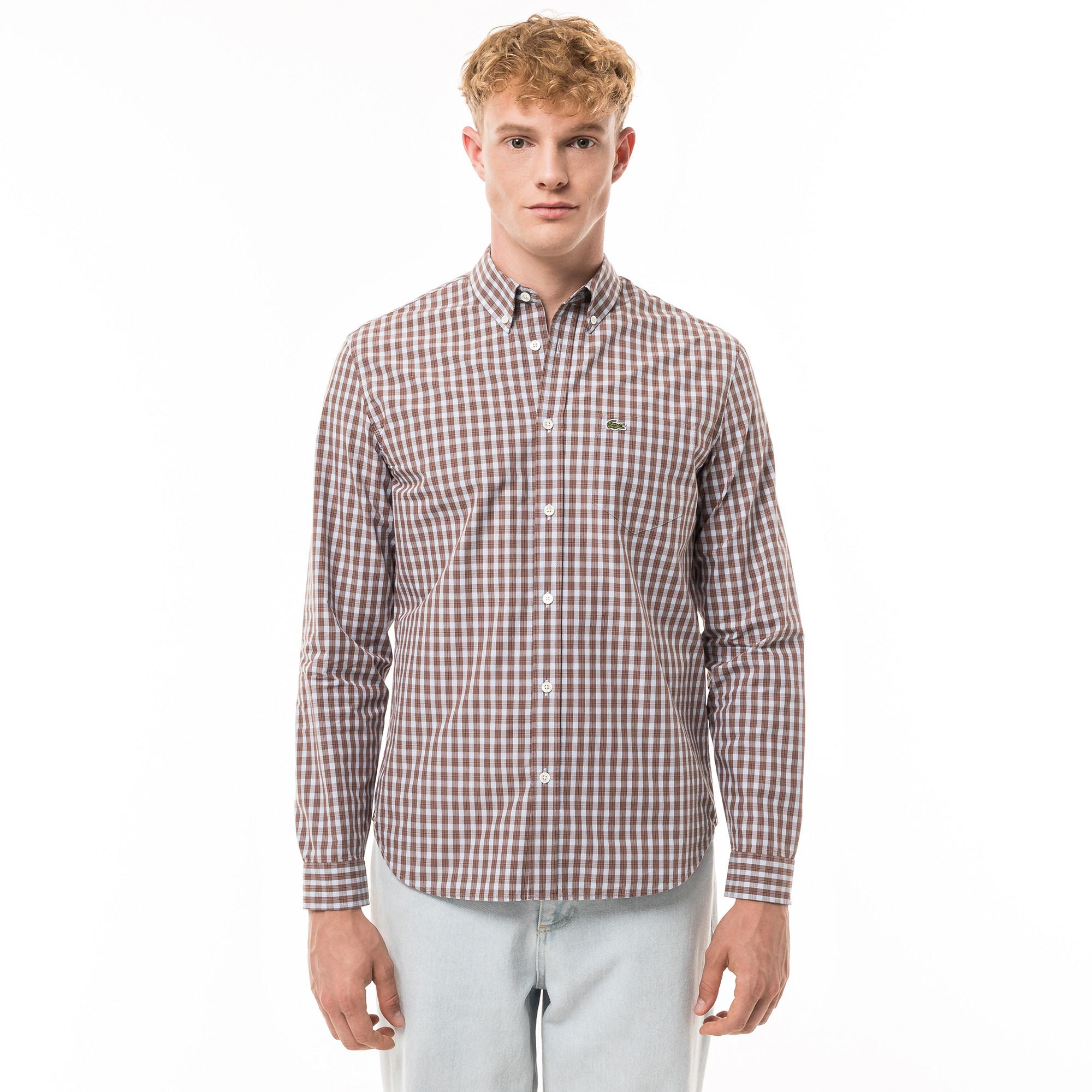 LACOSTE Kariertes Regular Fit Langarmhemd