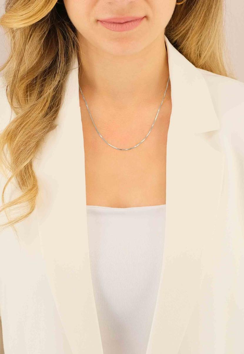 MUAU Schmuck Collier Venezianer Weissgold 750, 0.9mm, 50cm