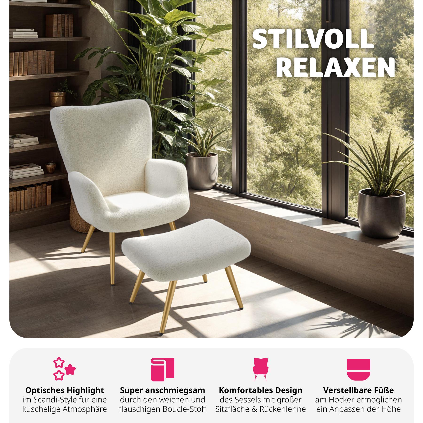 Tectake Sessel Hygge gepolstert, ergonomisch, Belastbarkeit 150 kg