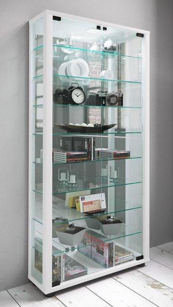 VCM Holz Glas Vitrine Sammel Glasvitrine Schaukasten Standvitrine Lumo Maxi Spiegel, ohne LED Beleuchtung