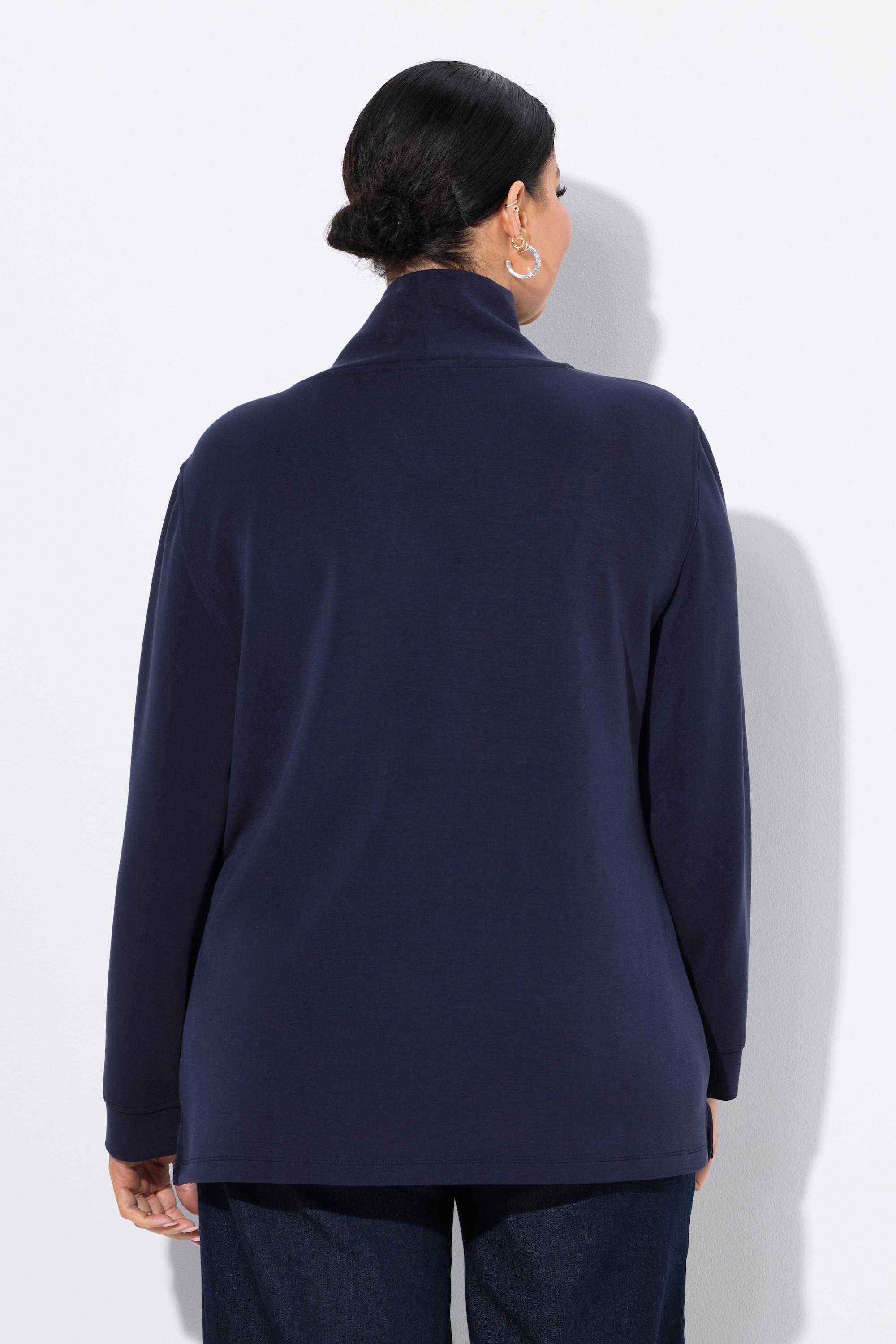 Ulla Popken Sweatshirt, Ziersteine, Classic, Stehkragen, 3/4-Arm