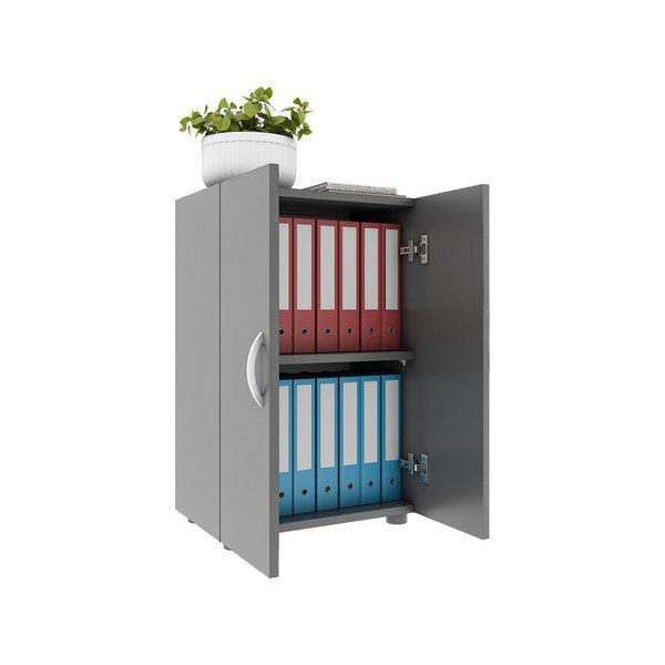 VCM Büroschrank mit 2 Fächern | moderner Aktenschrank mit Drehtüren | Maße ca. H. 74 x B. 49 x T. 34 cm - Ulas 2-Fach