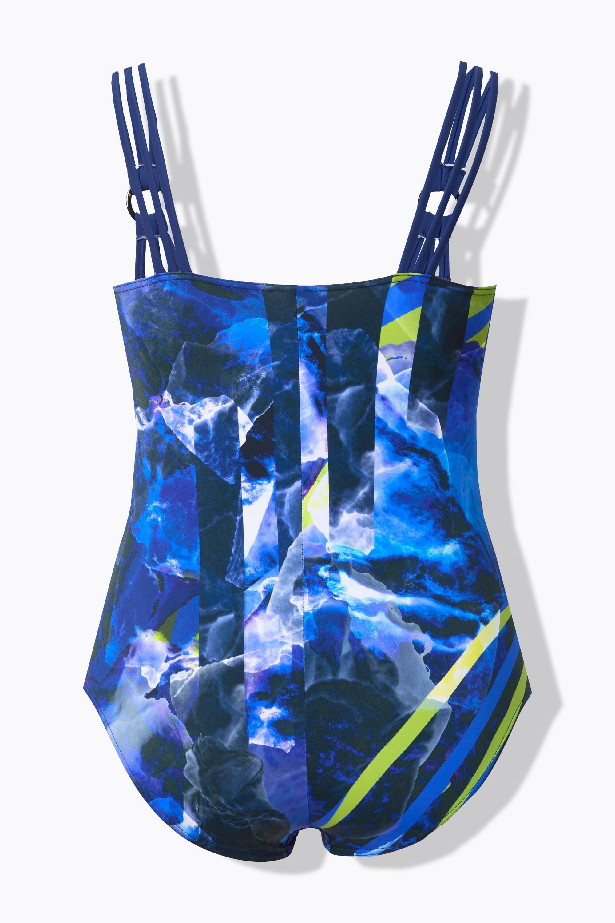 Ulla Popken Badeanzug, geteilte Träger, Softcups, Rundhals, recycelt