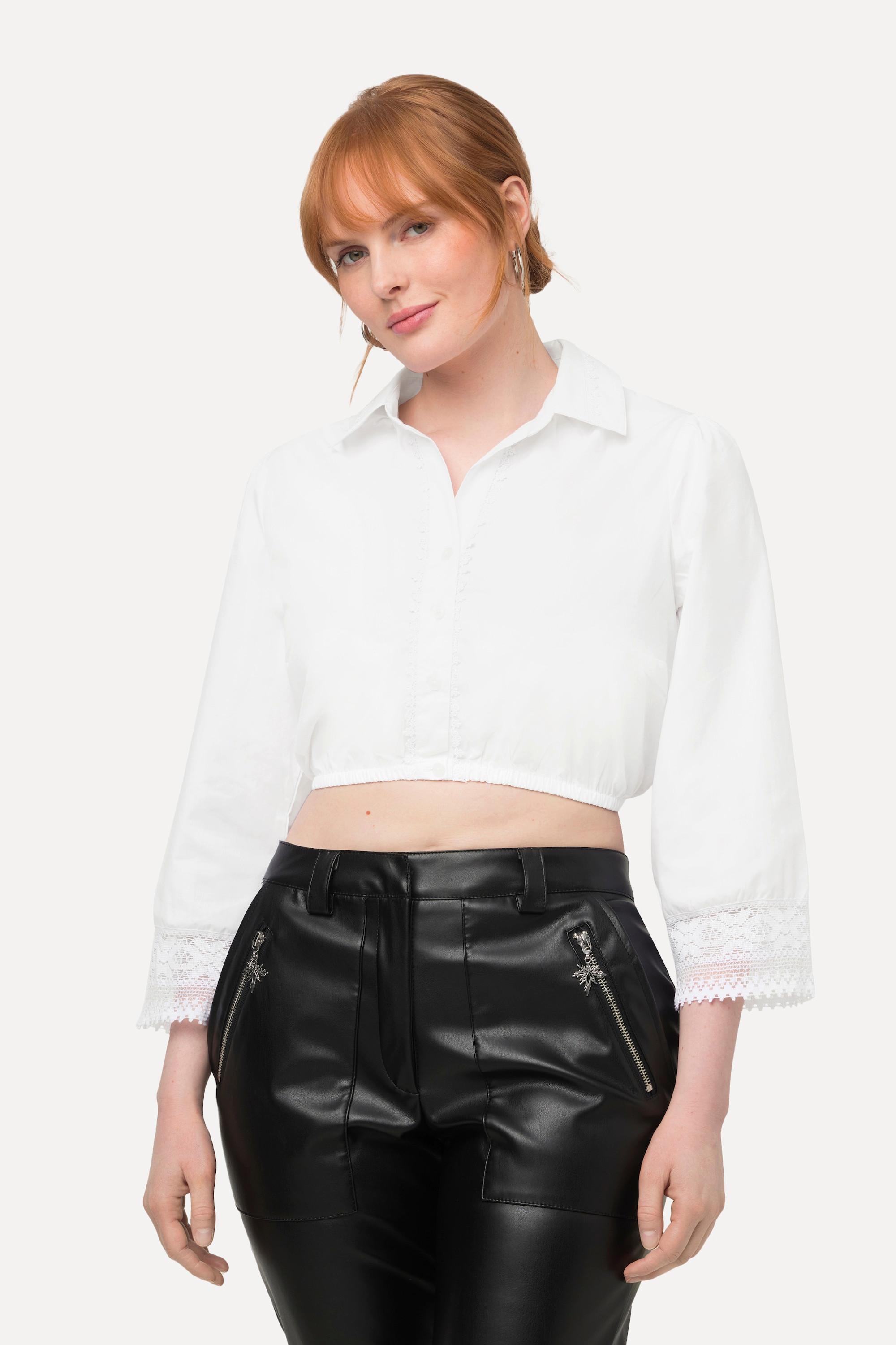 Ulla Popken Dirndlbluse Hemdkragen 3/4-Arm
