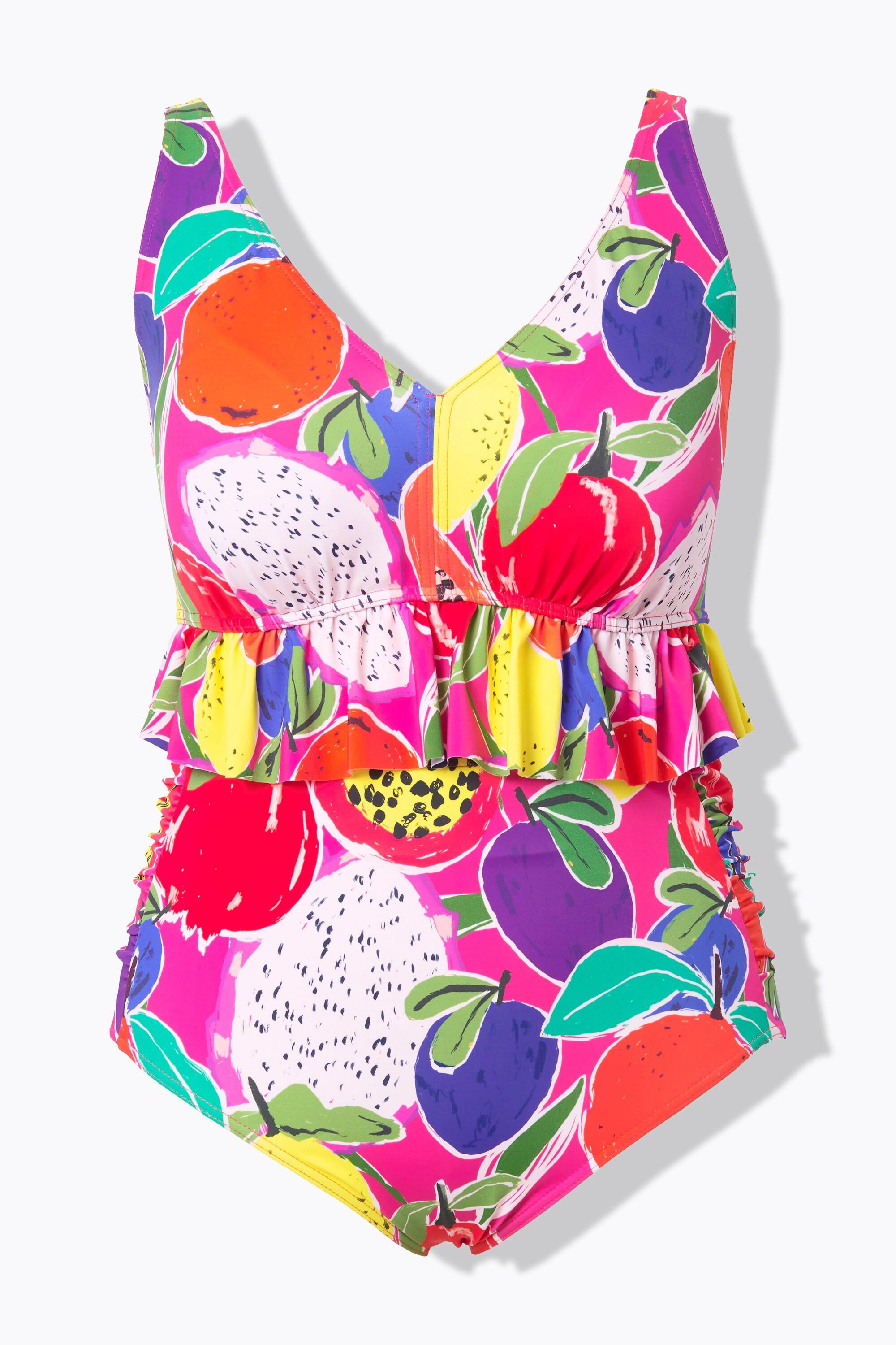 Ulla Popken Bikini, Obst, Softcups, Träger verstellbar, recycelt