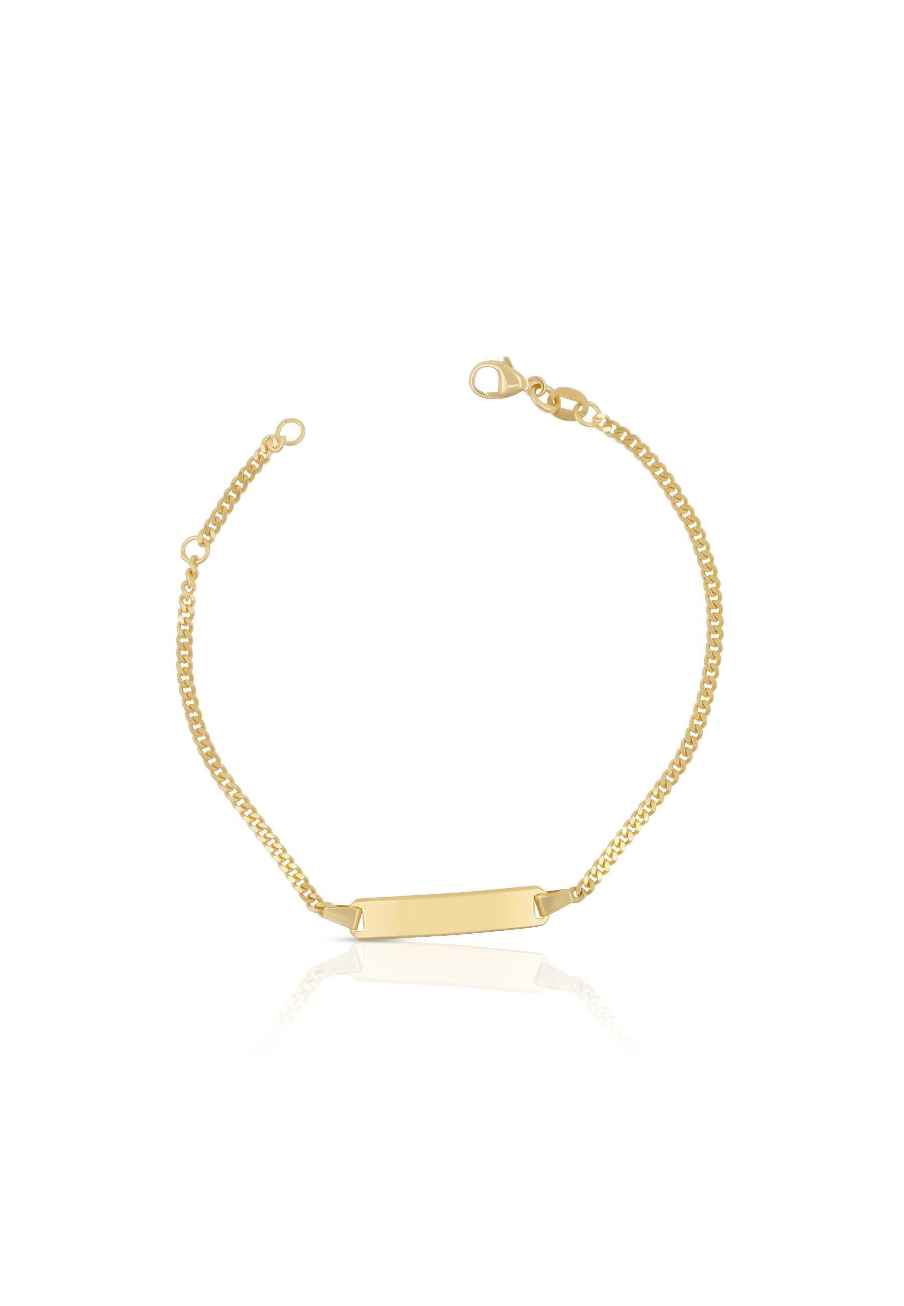 MUAU Schmuck Bébé Bracelet Panzer Gelbgold 375, 16cm Gravurplatte 2.1cm