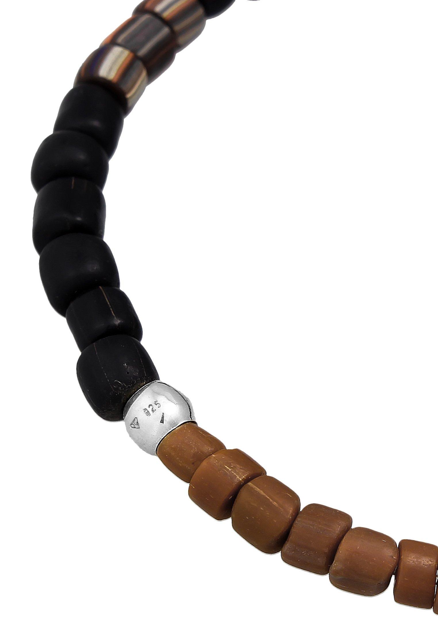 Kuzzoi Armband Glas Beads Schwarz-Blau 925 Silber
