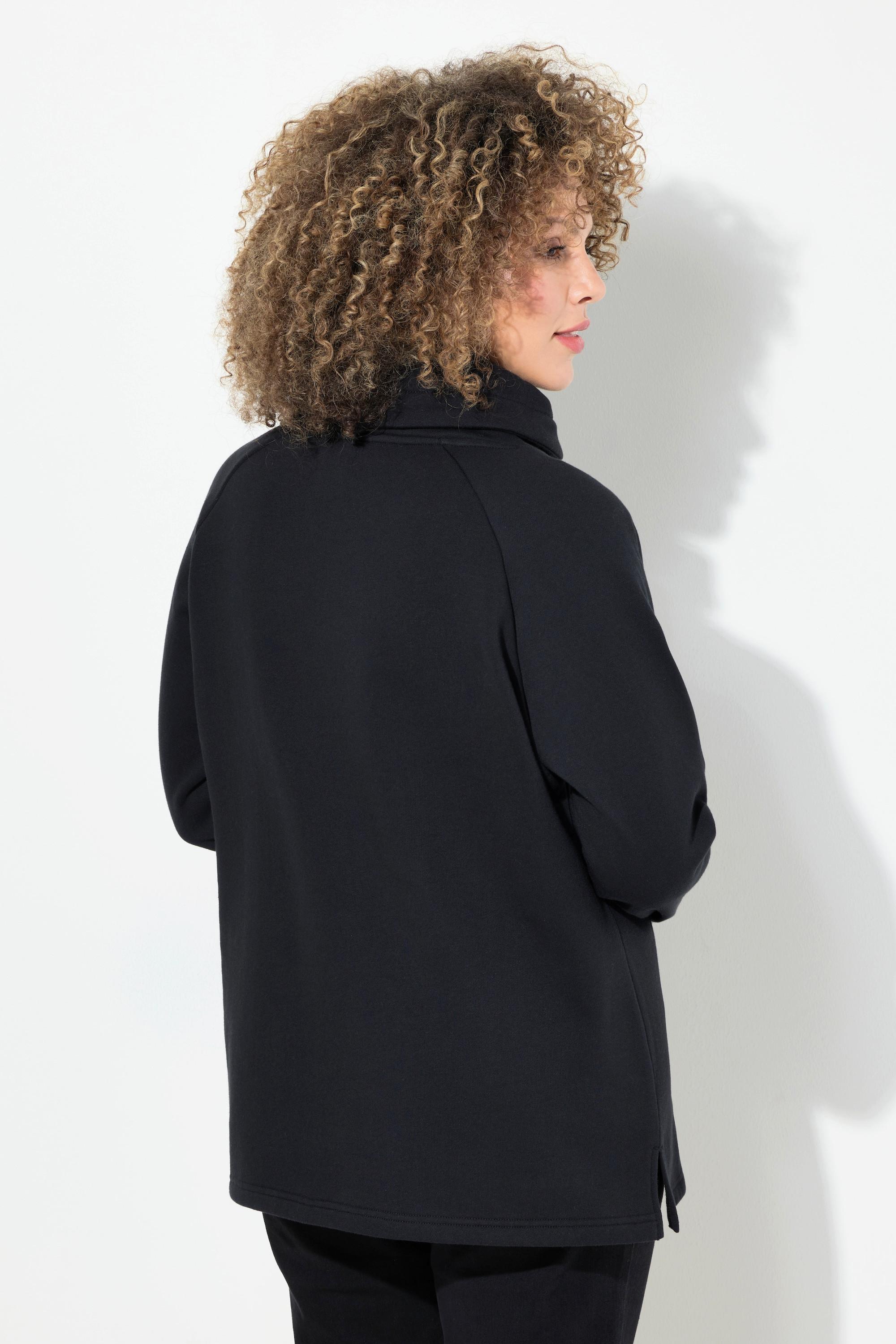 Ulla Popken Sweatshirt, Zuckerstangen, Stehkragen, Langarm