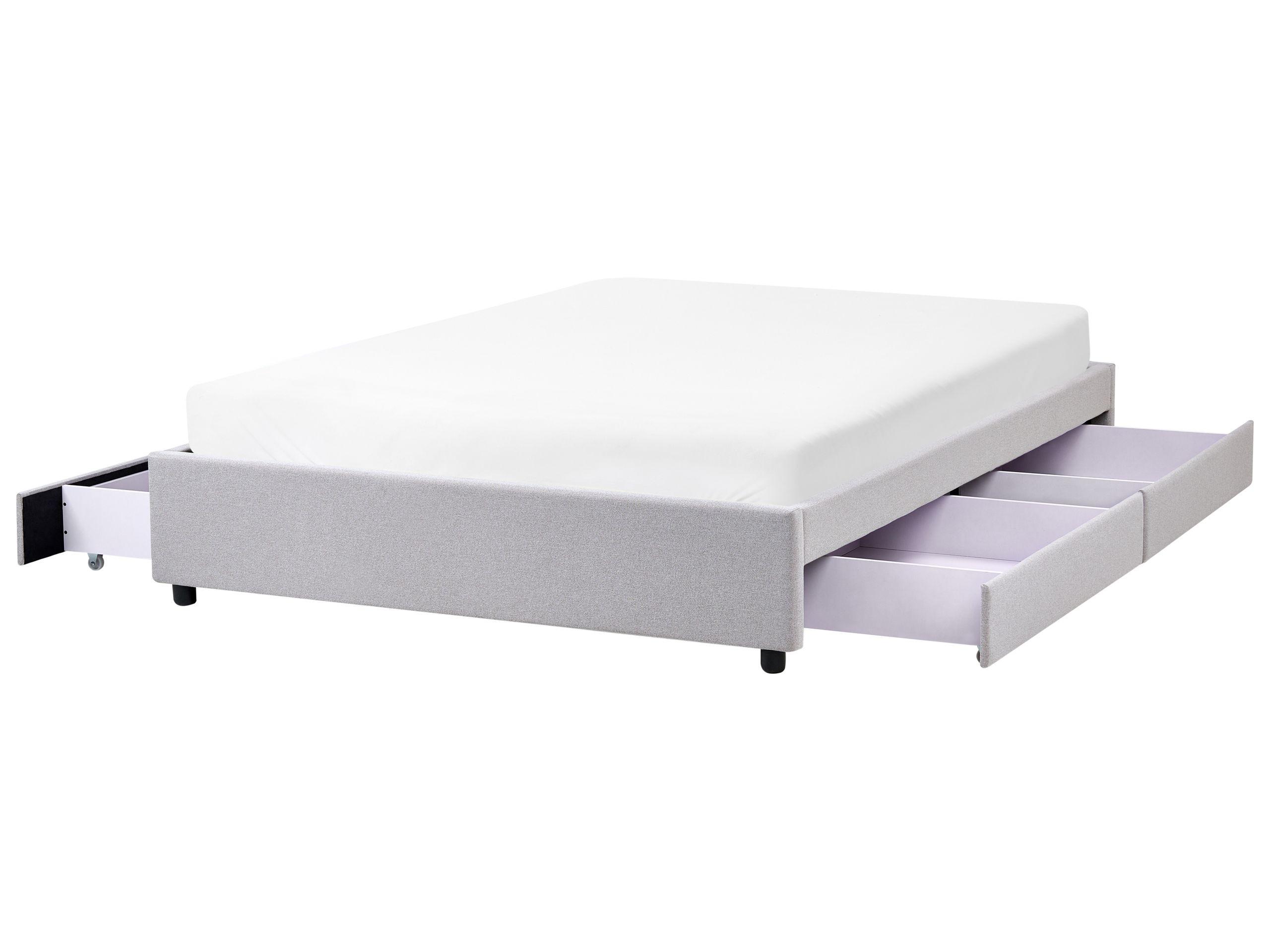 Beliani Bett mit Schubladen ohne Kopfteil aus Polyester Modern PRADES