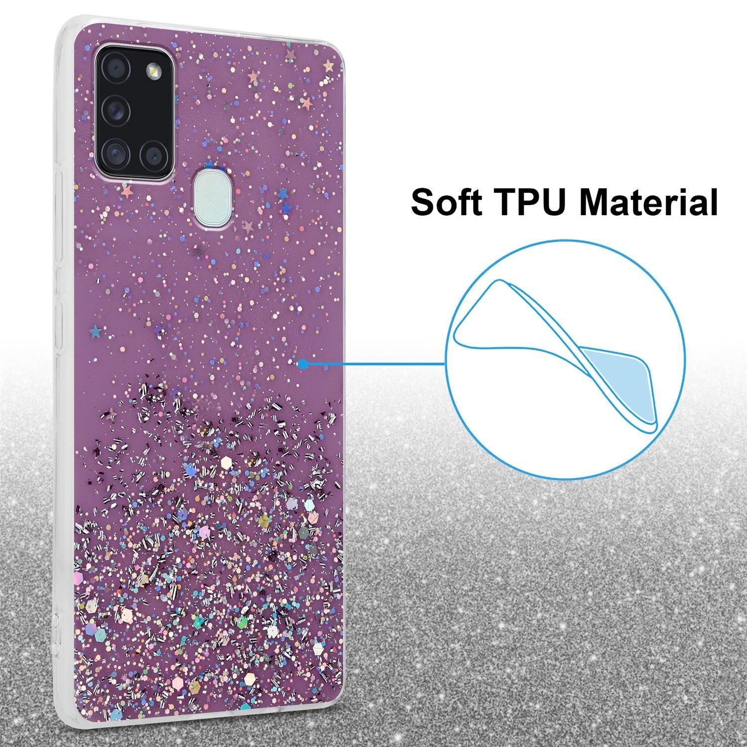 Cadorabo Hülle für Samsung Galaxy A21s TPU Silikon mit funkelnden Glitter