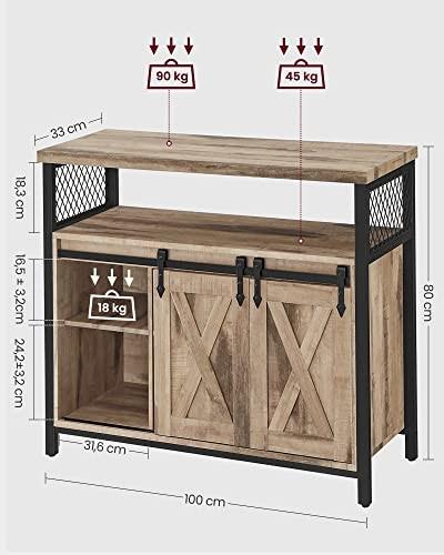 Pricenet Rustikaler Küchenschrank mit Schiebetüren und verstellbaren Regalen