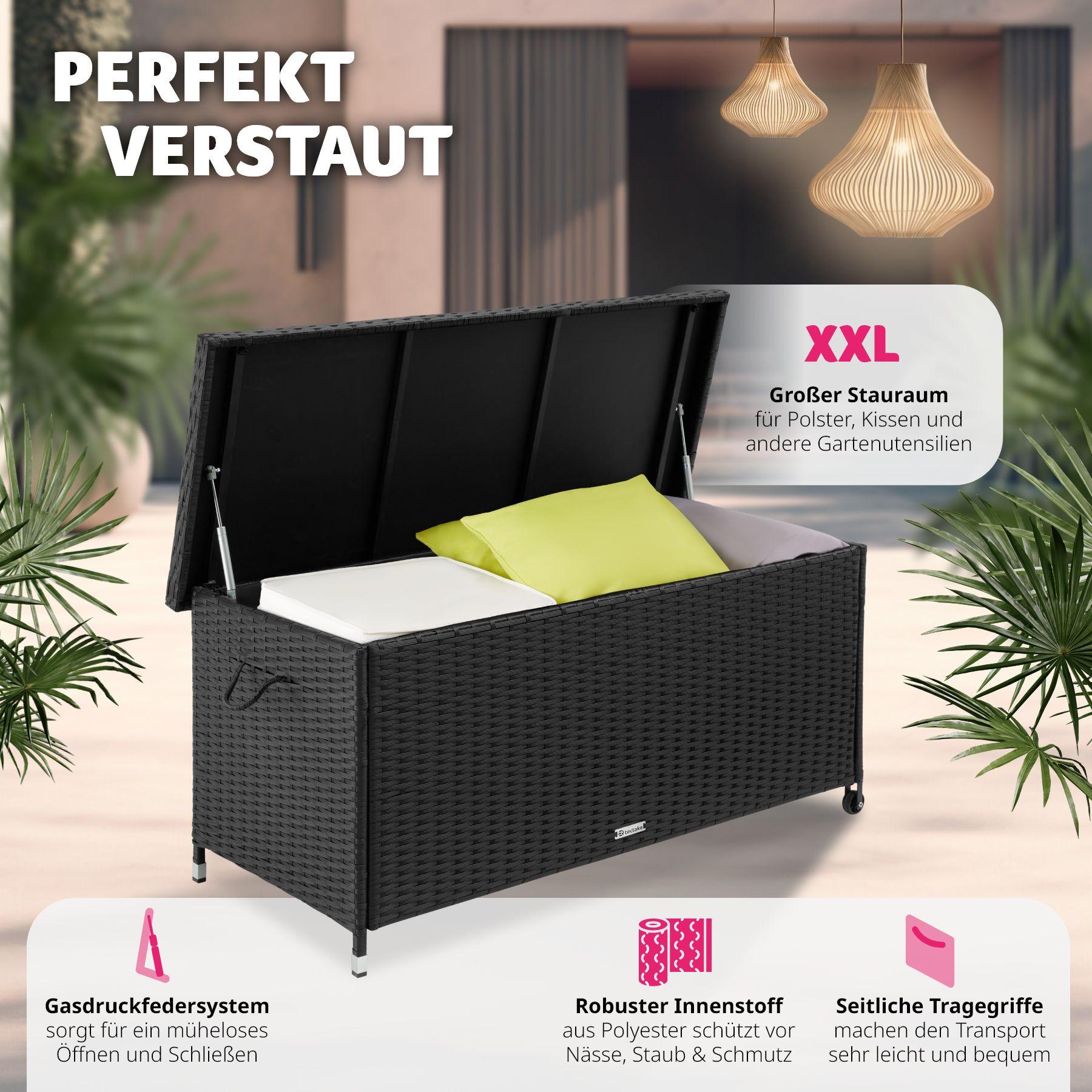 Tectake Auflagenbox Kiruna mit Kunststoffgeflecht