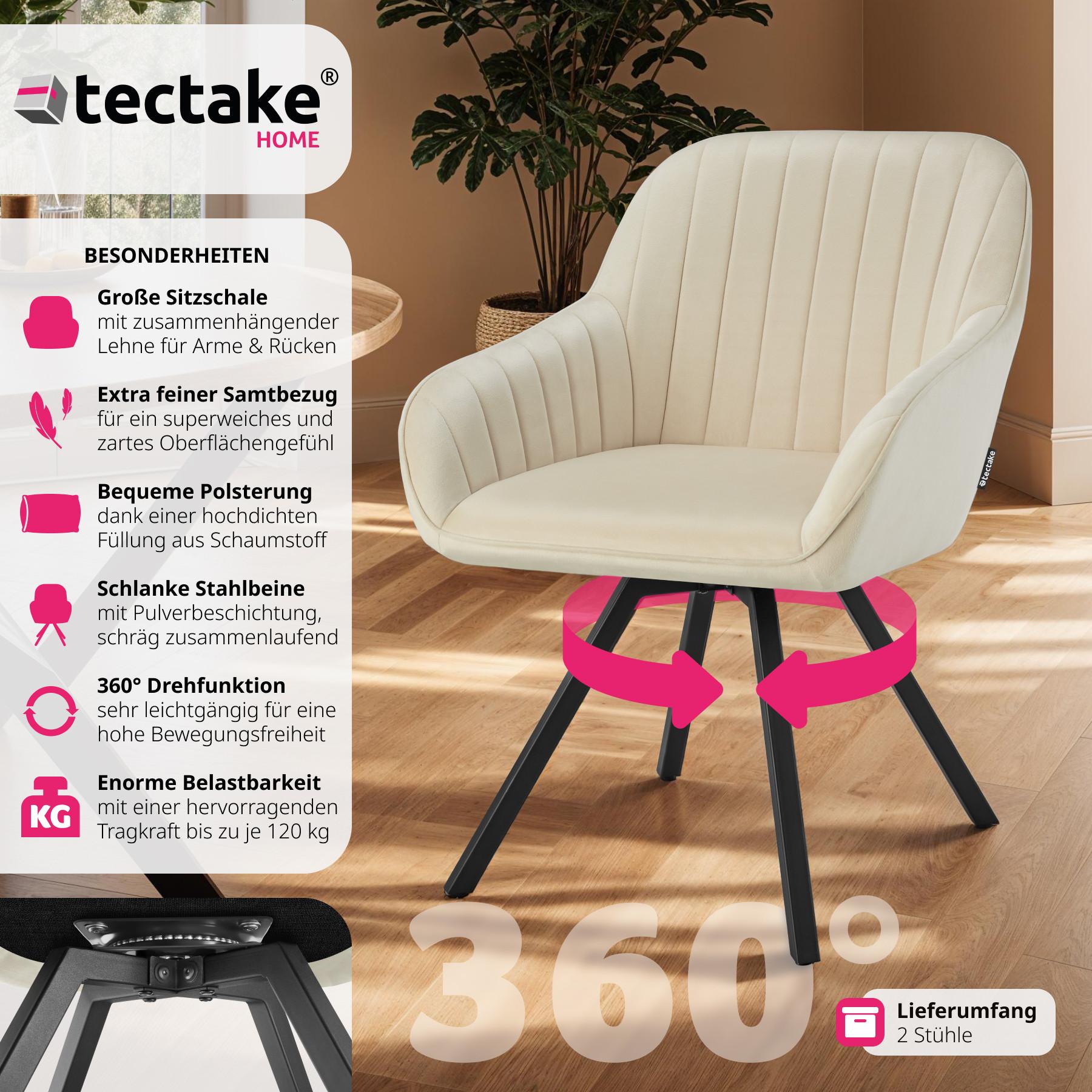 Tectake Drehbarer Armlehnstuhl Snug Samtoptik, gepolstert