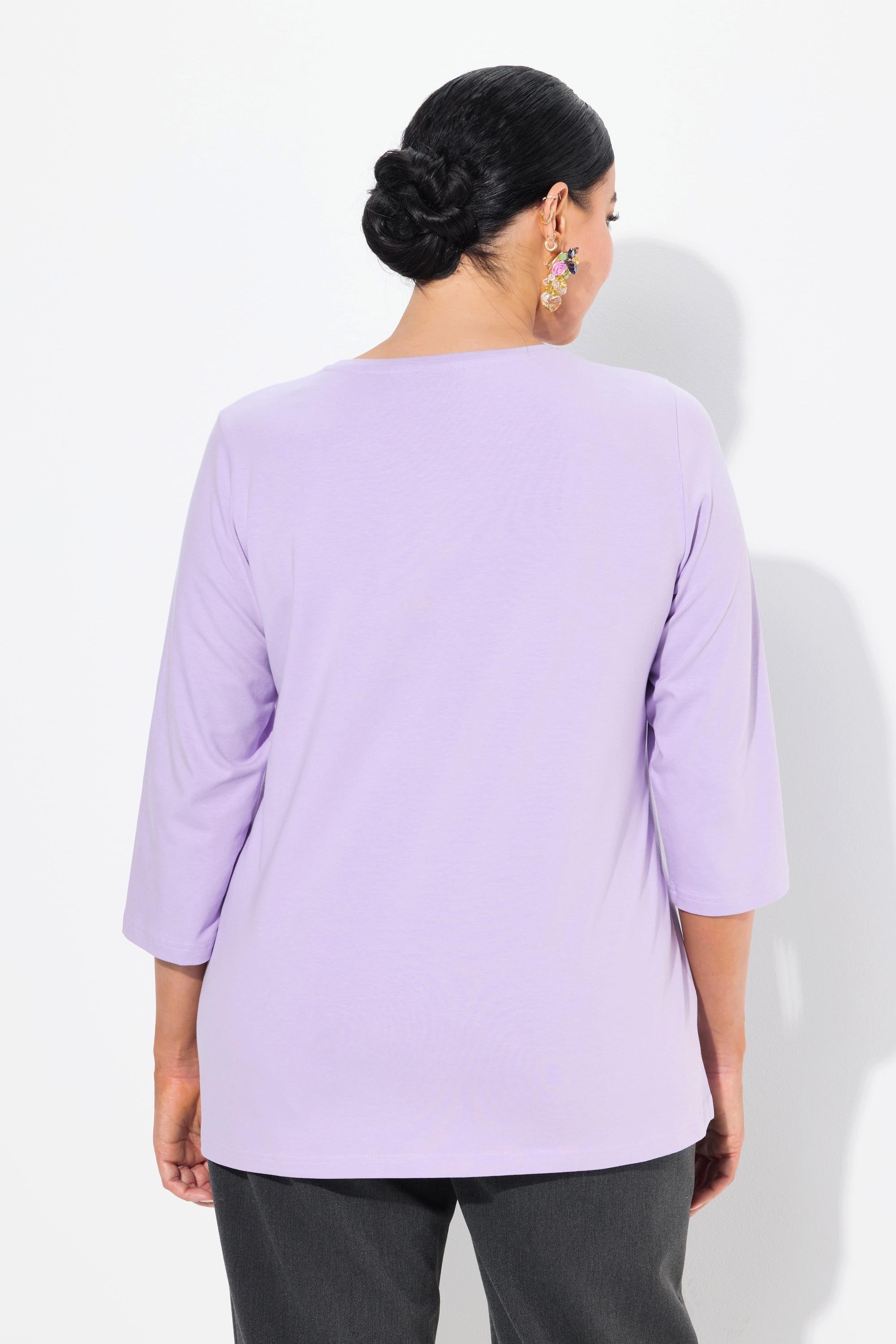 Ulla Popken Classic Rundhals 3/4 Arm Shirt mit Schriftmotiv