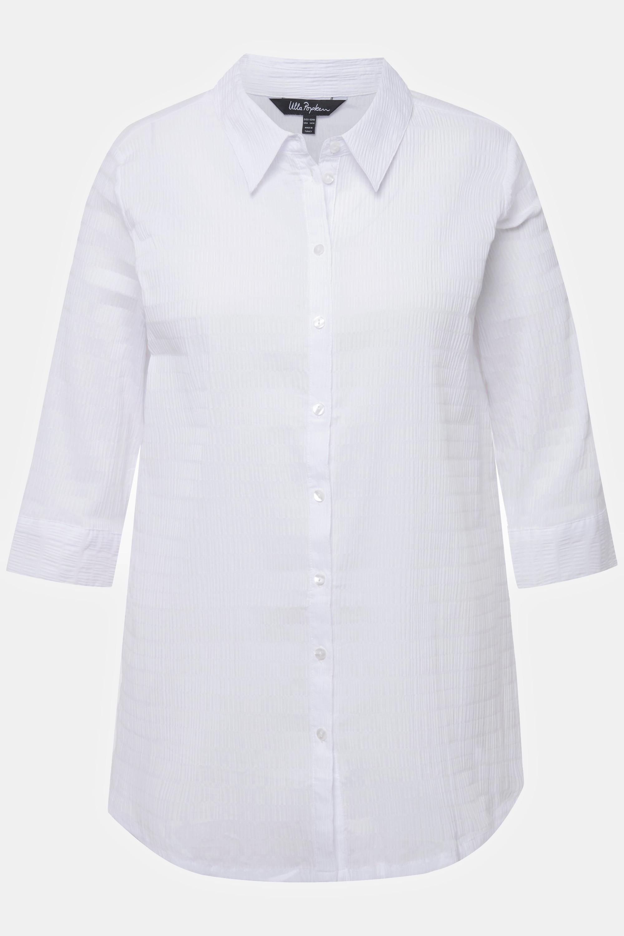 Ulla Popken Bubble Qualität Bluse Hemdkragen 3/4-Arm